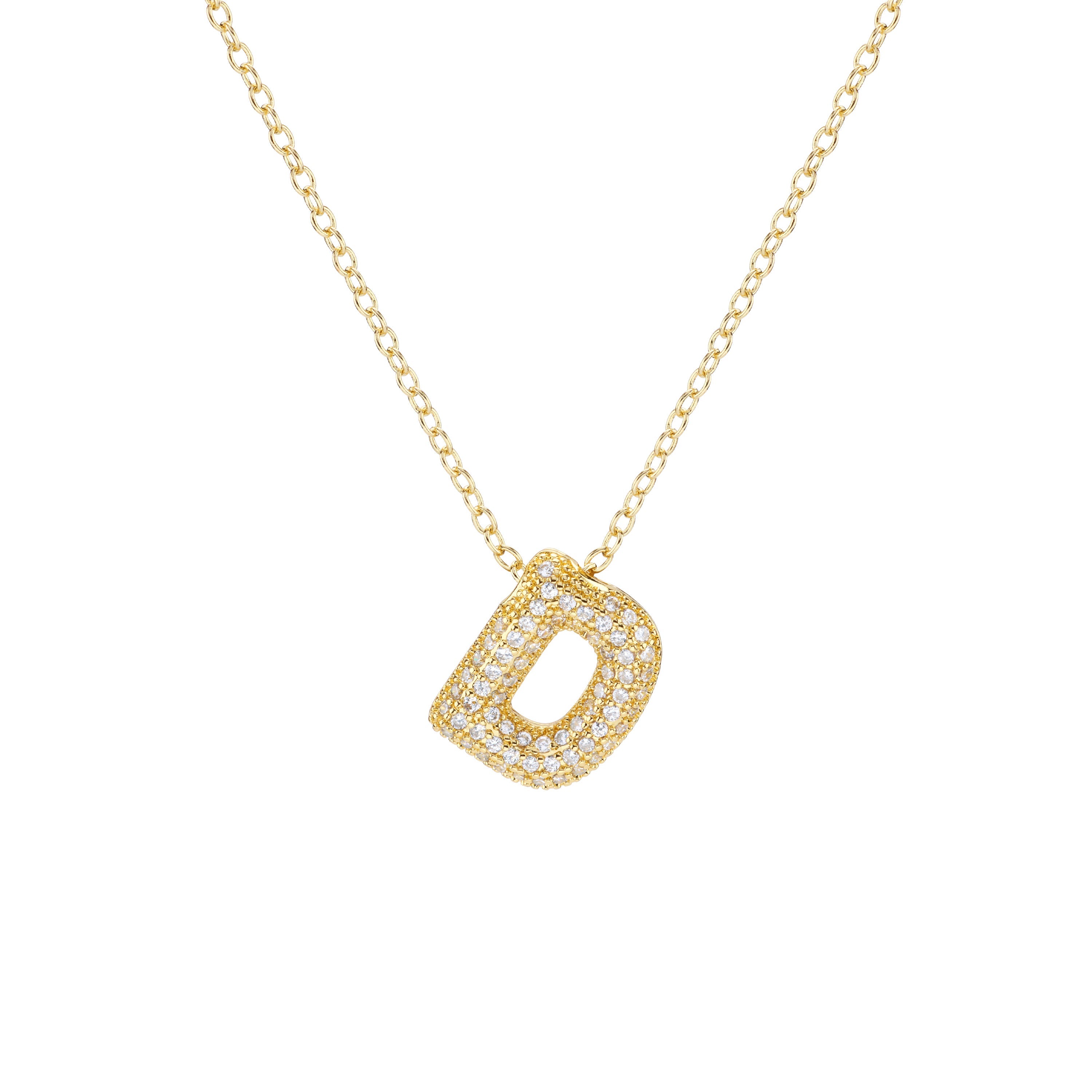 Pavé Mini Bubble Initial Necklace