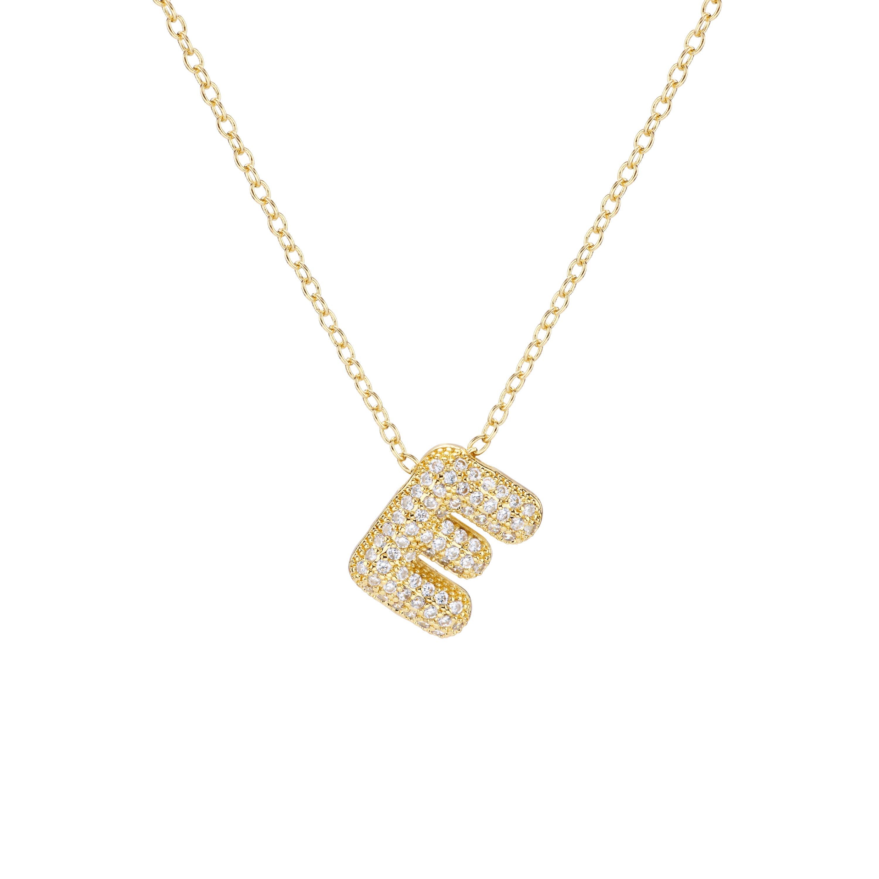 Pavé Mini Bubble Initial Necklace