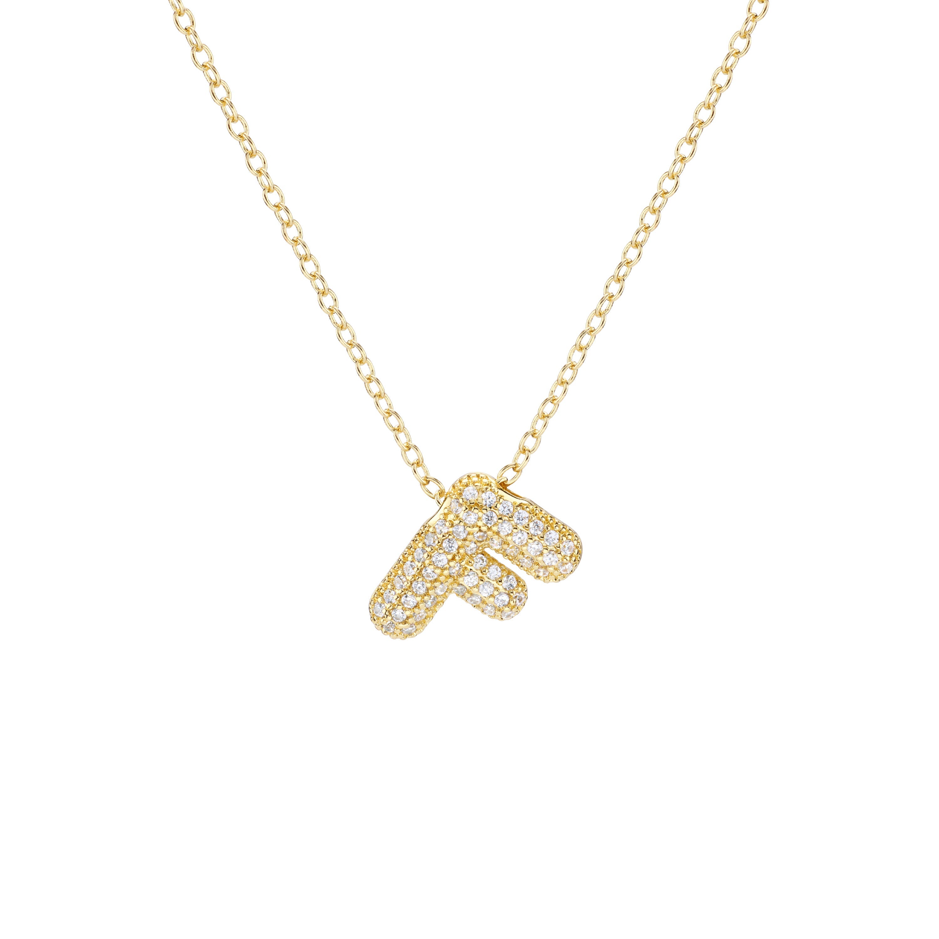 Pavé Mini Bubble Initial Necklace