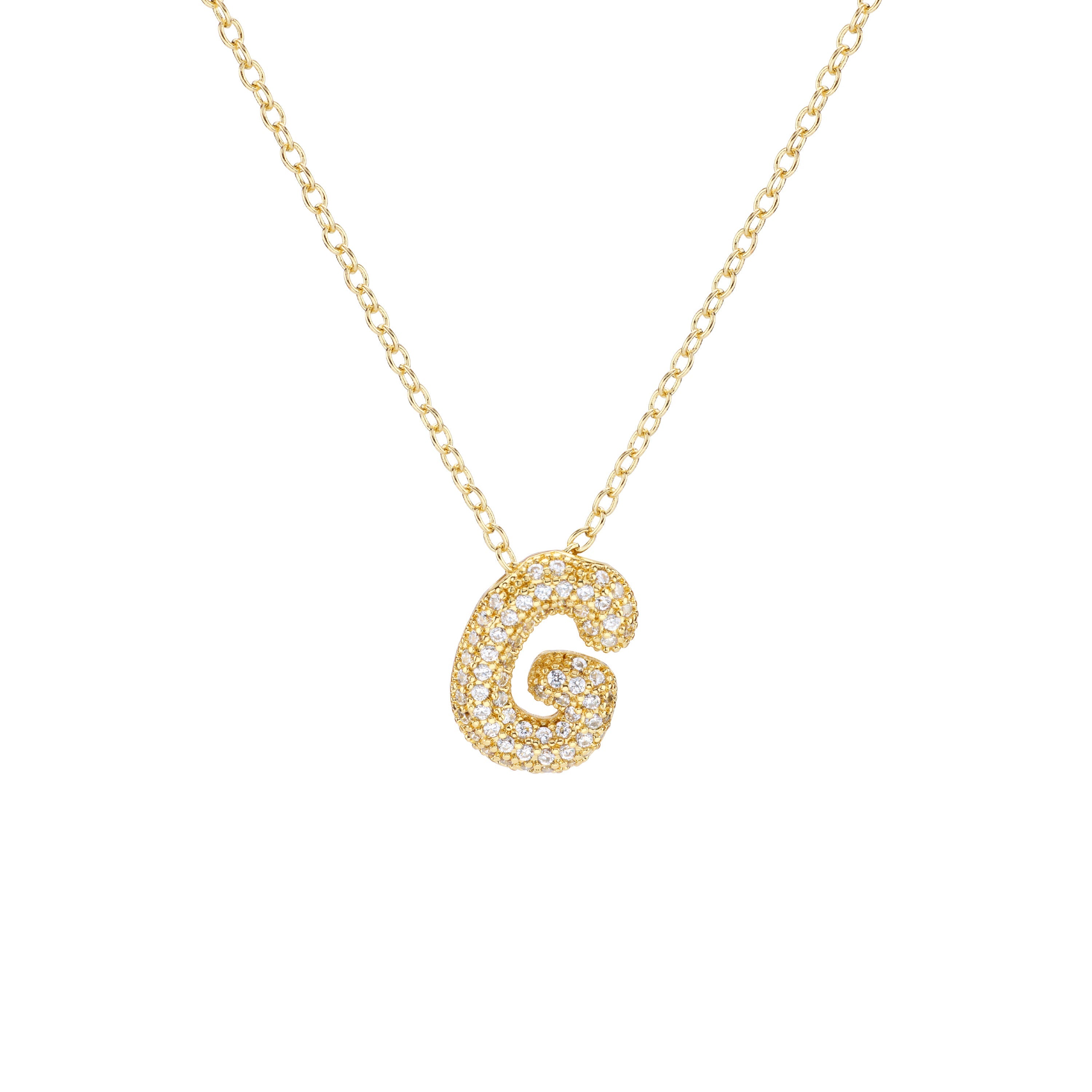 Pavé Mini Bubble Initial Necklace