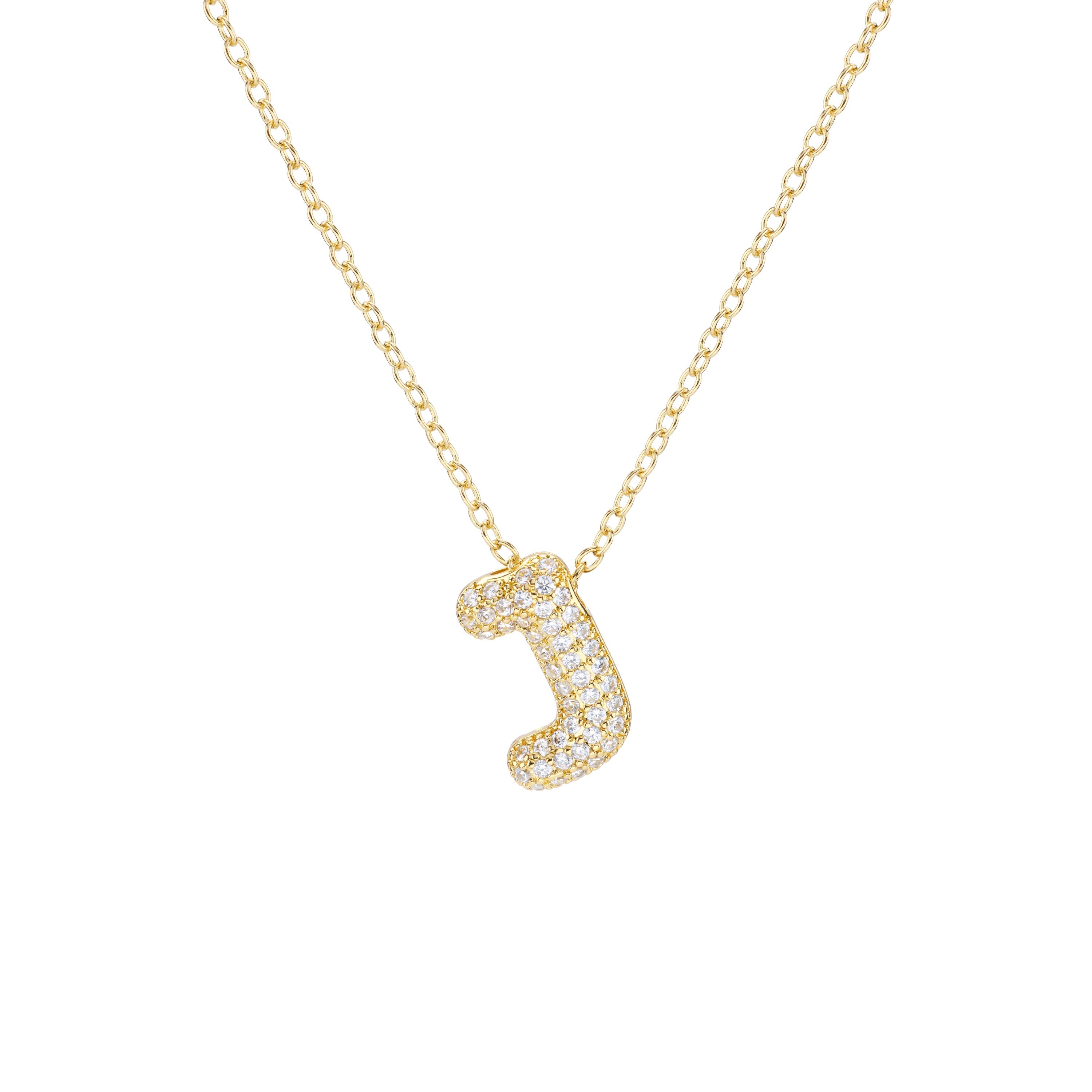 Pavé Mini Bubble Initial Necklace