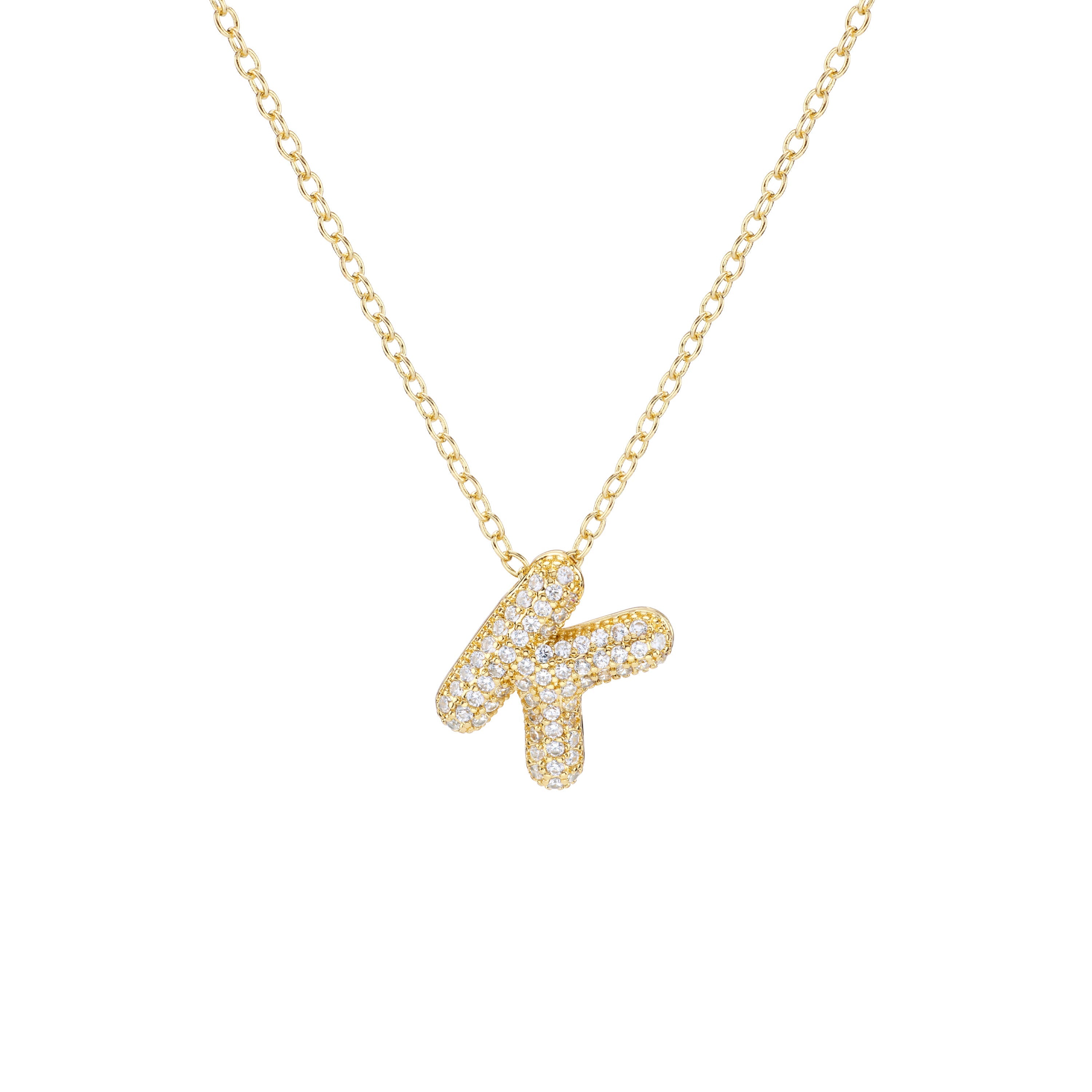 Pavé Mini Bubble Initial Necklace