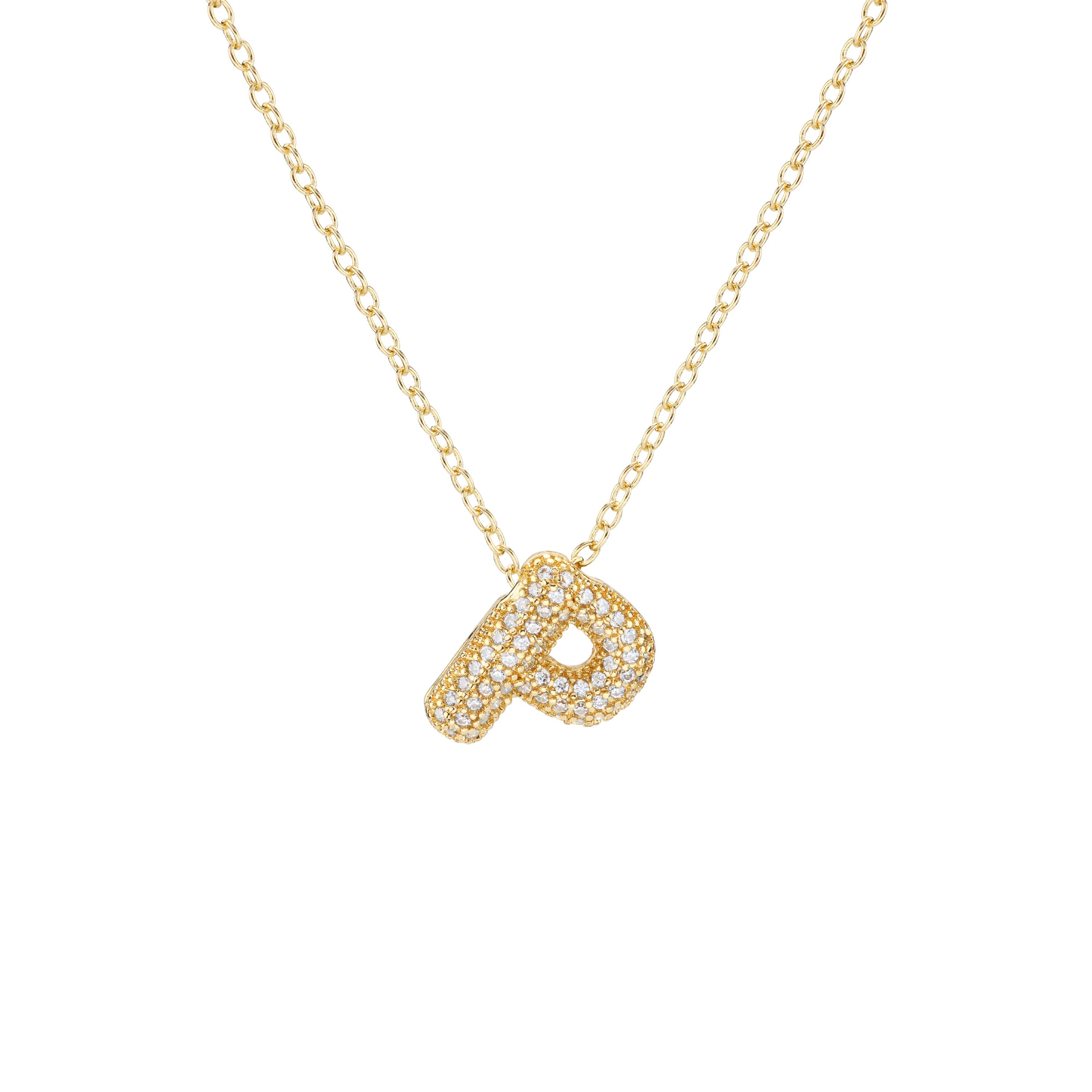 Pavé Mini Bubble Initial Necklace