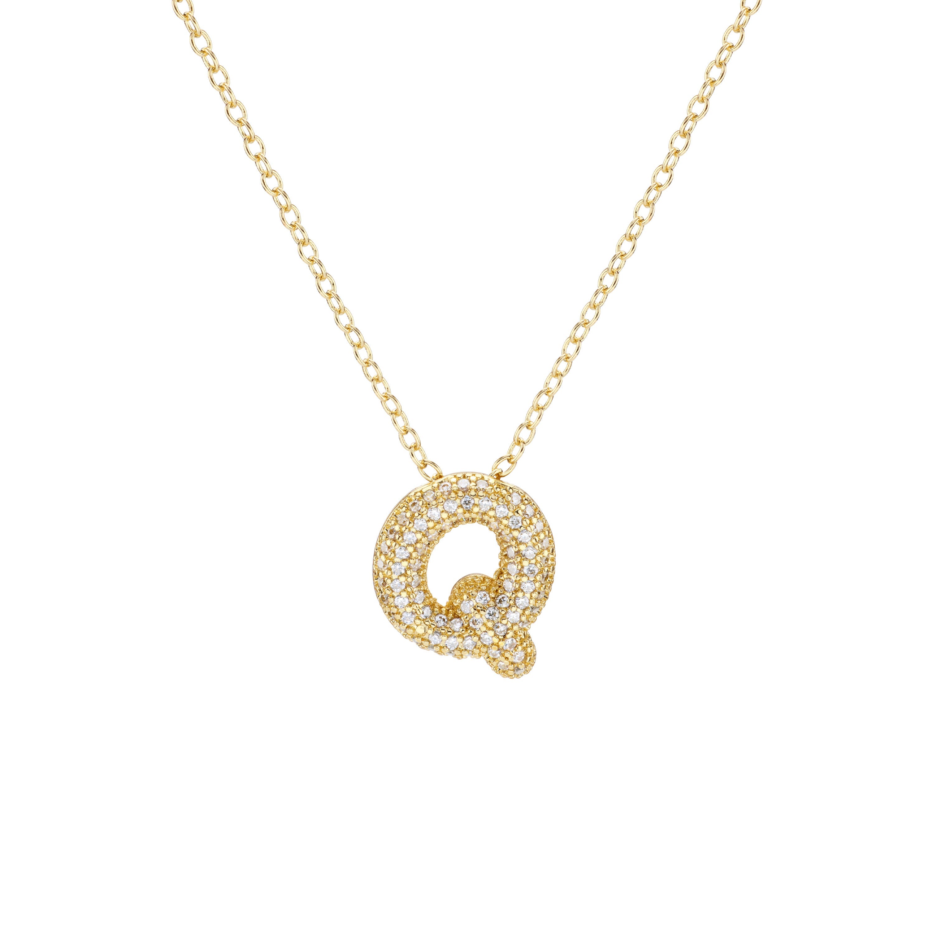 Pavé Mini Bubble Initial Necklace