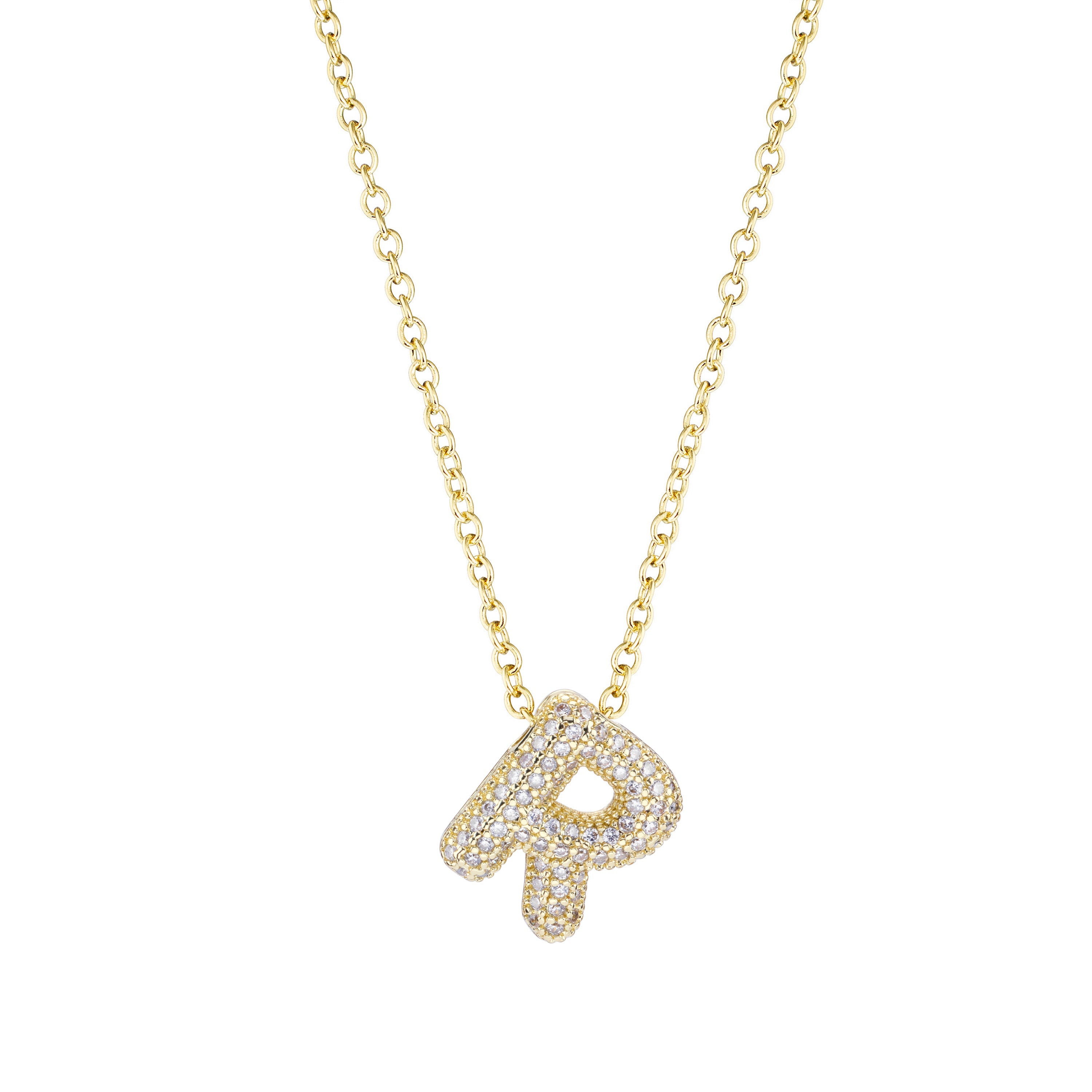 Pavé Mini Bubble Initial Necklace