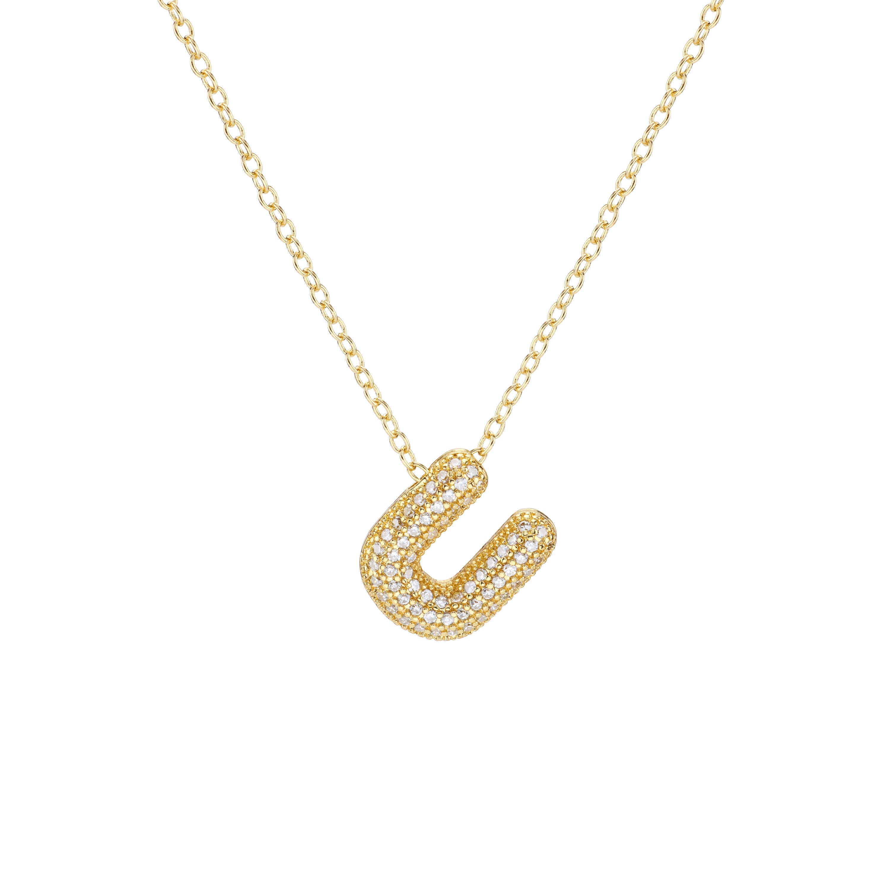 Pavé Mini Bubble Initial Necklace