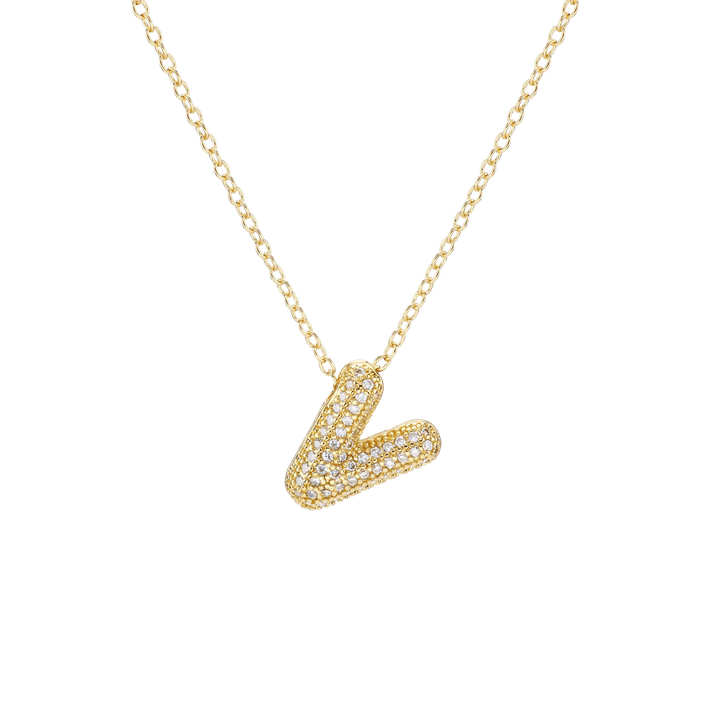 Pavé Mini Bubble Initial Necklace