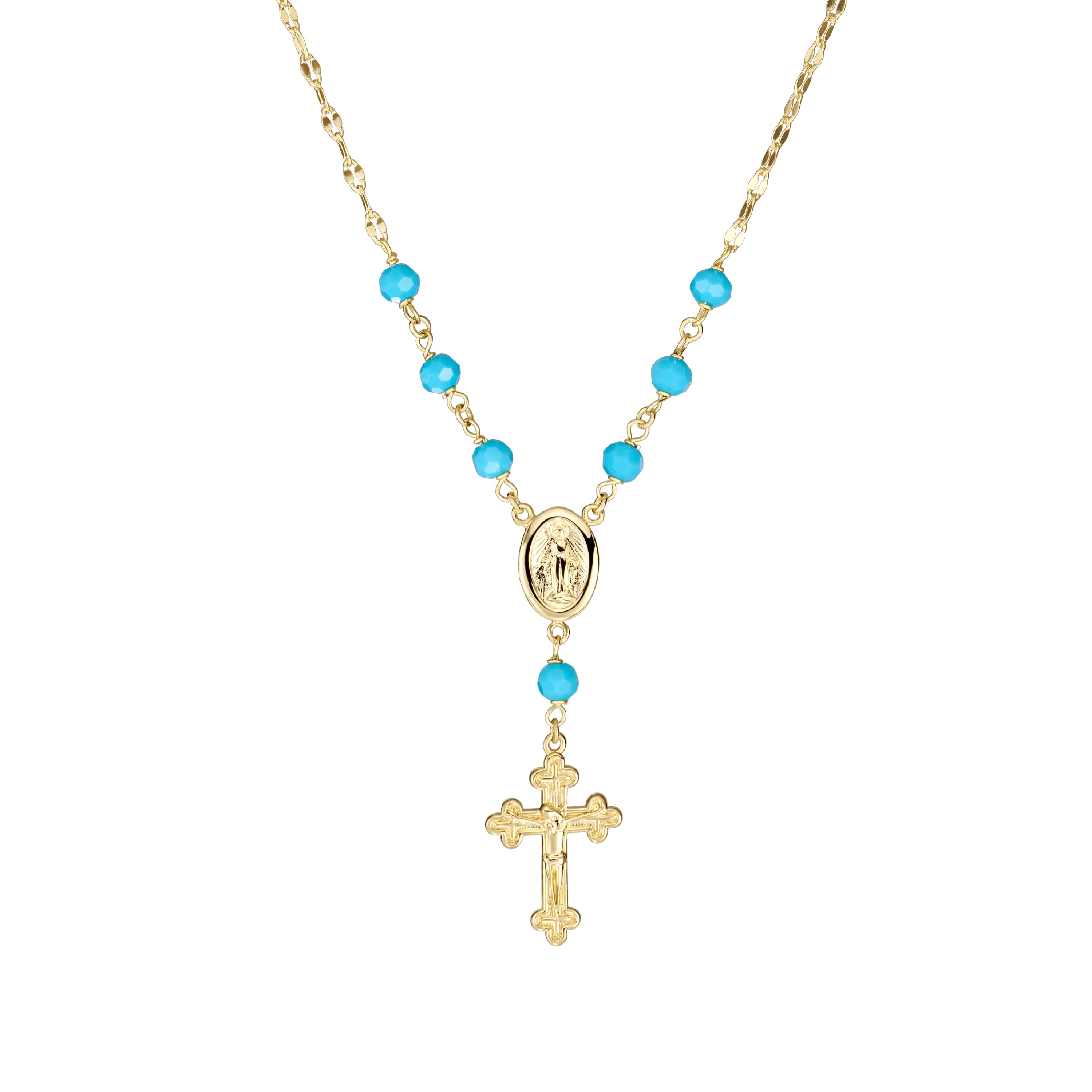 Blue Haven Beaded Rosary Necklace
