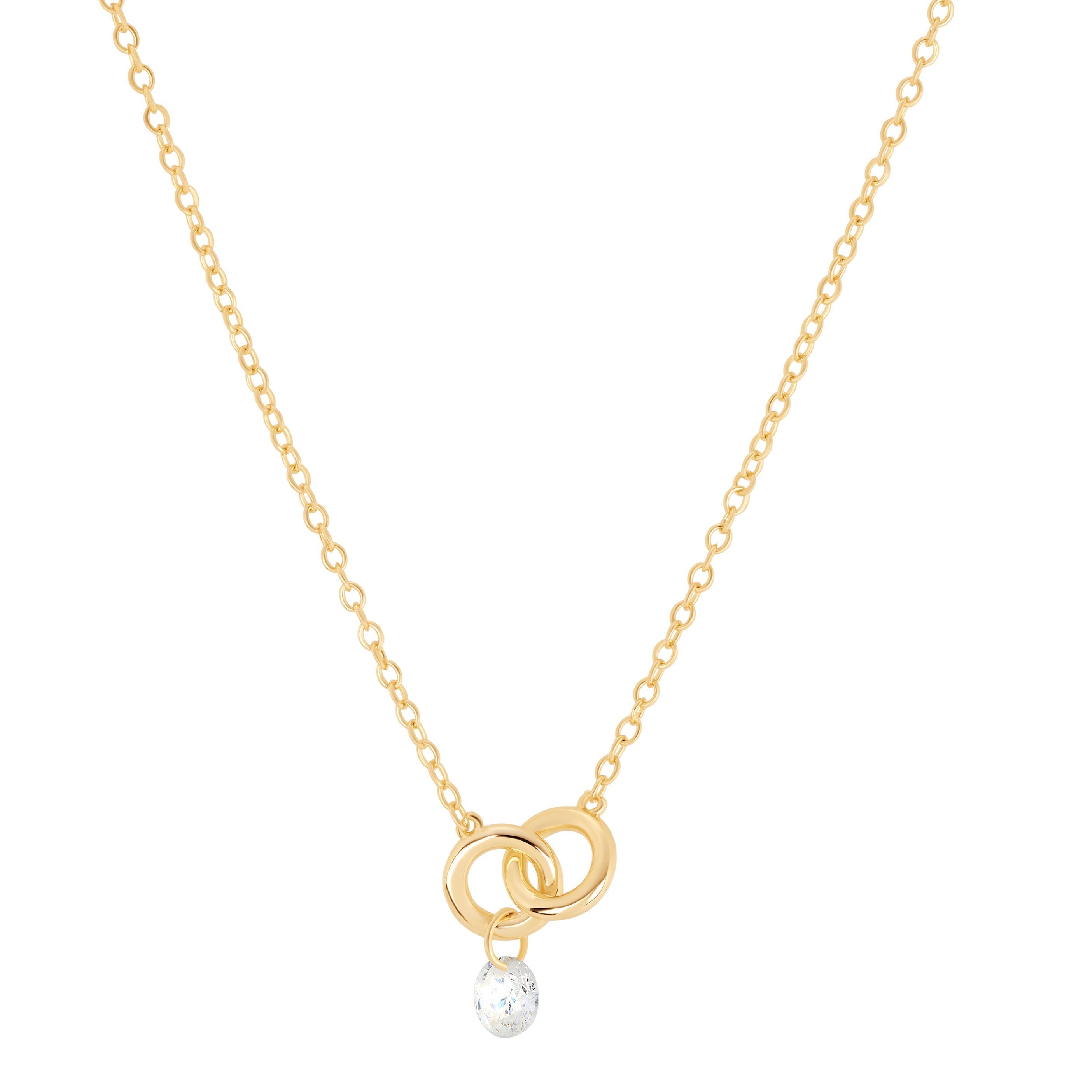Golden Bond Interlock Drop Necklace