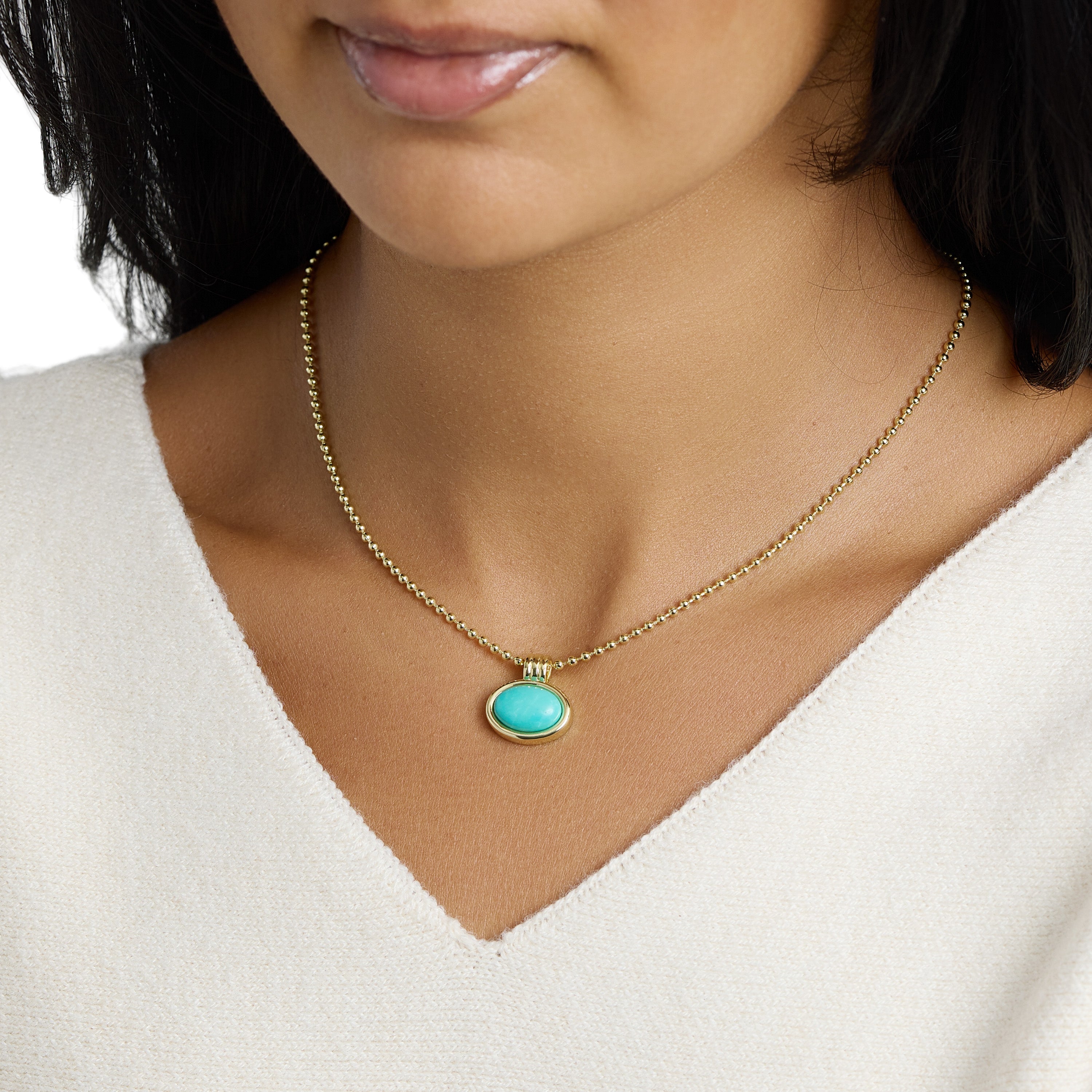 Cala Turquoise Pendant Beaded Necklace