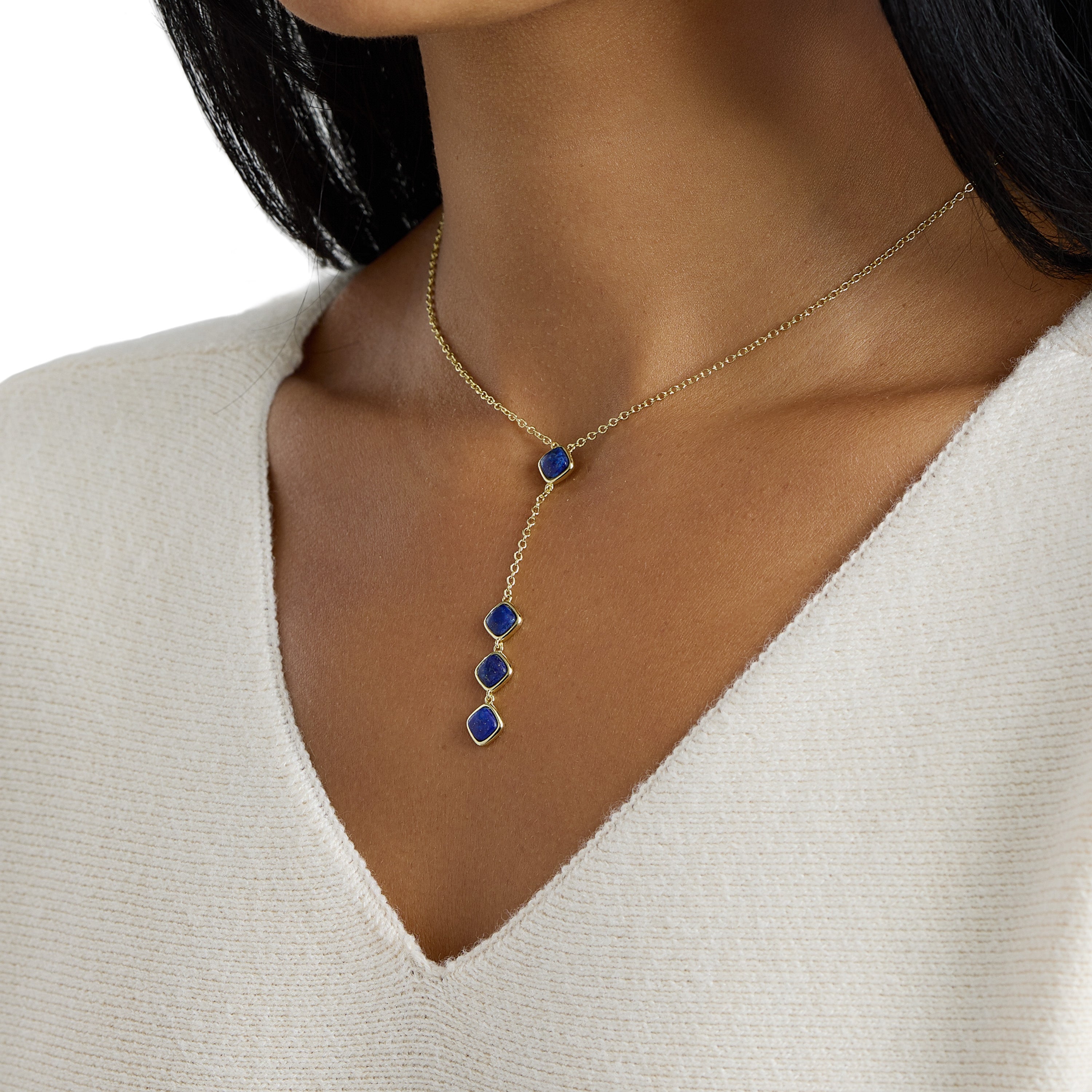 Cala Drop Lapis Lariat Necklace