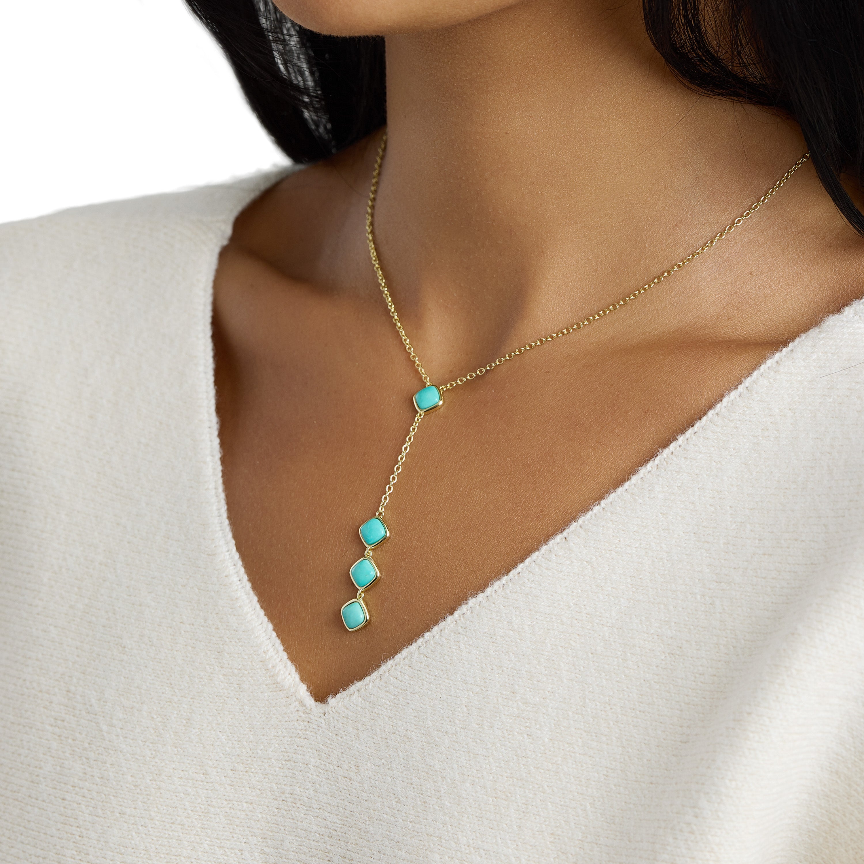Cala Drop Turquoise Lariat Necklace