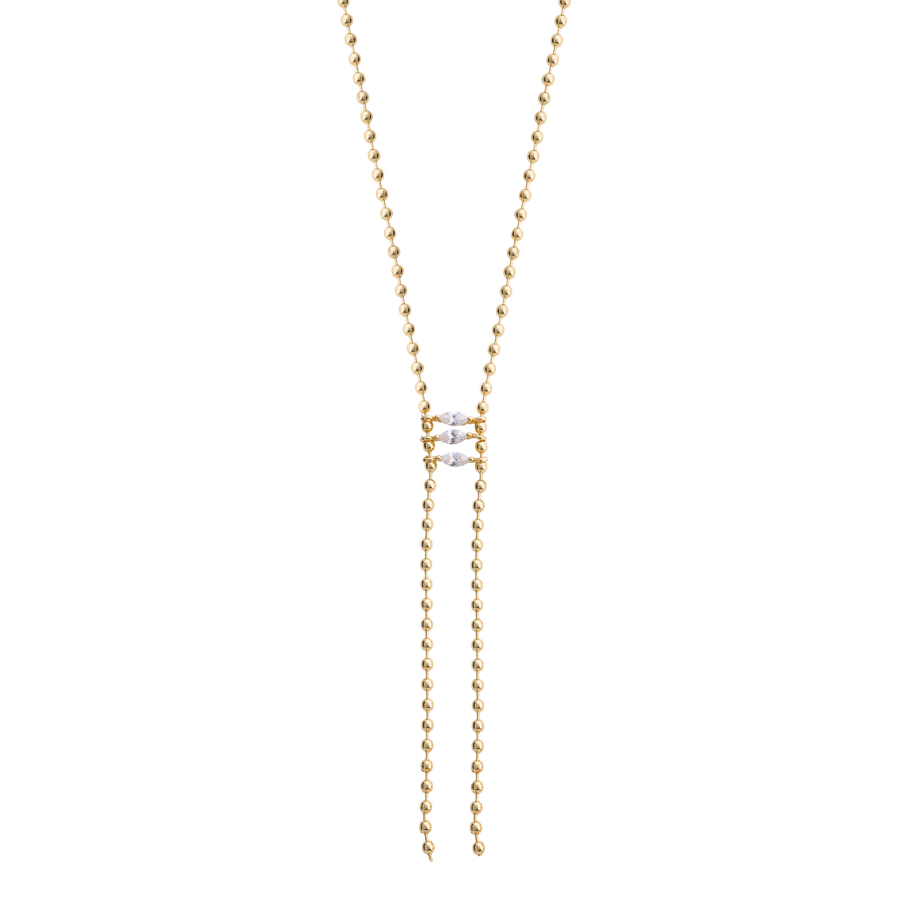 Beaded Marquise Lariat Necklace