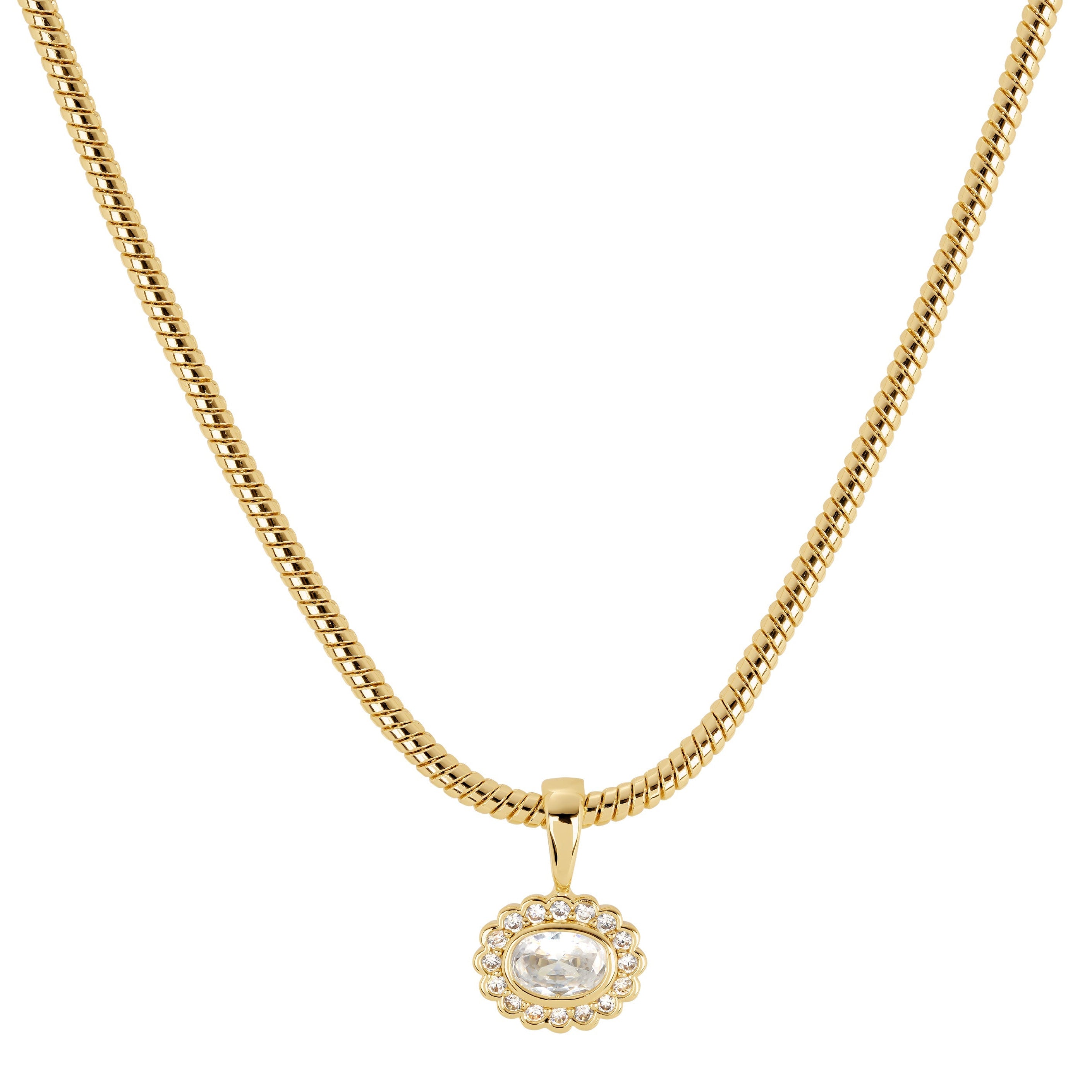 Golden Halo Bezel Charm Necklace