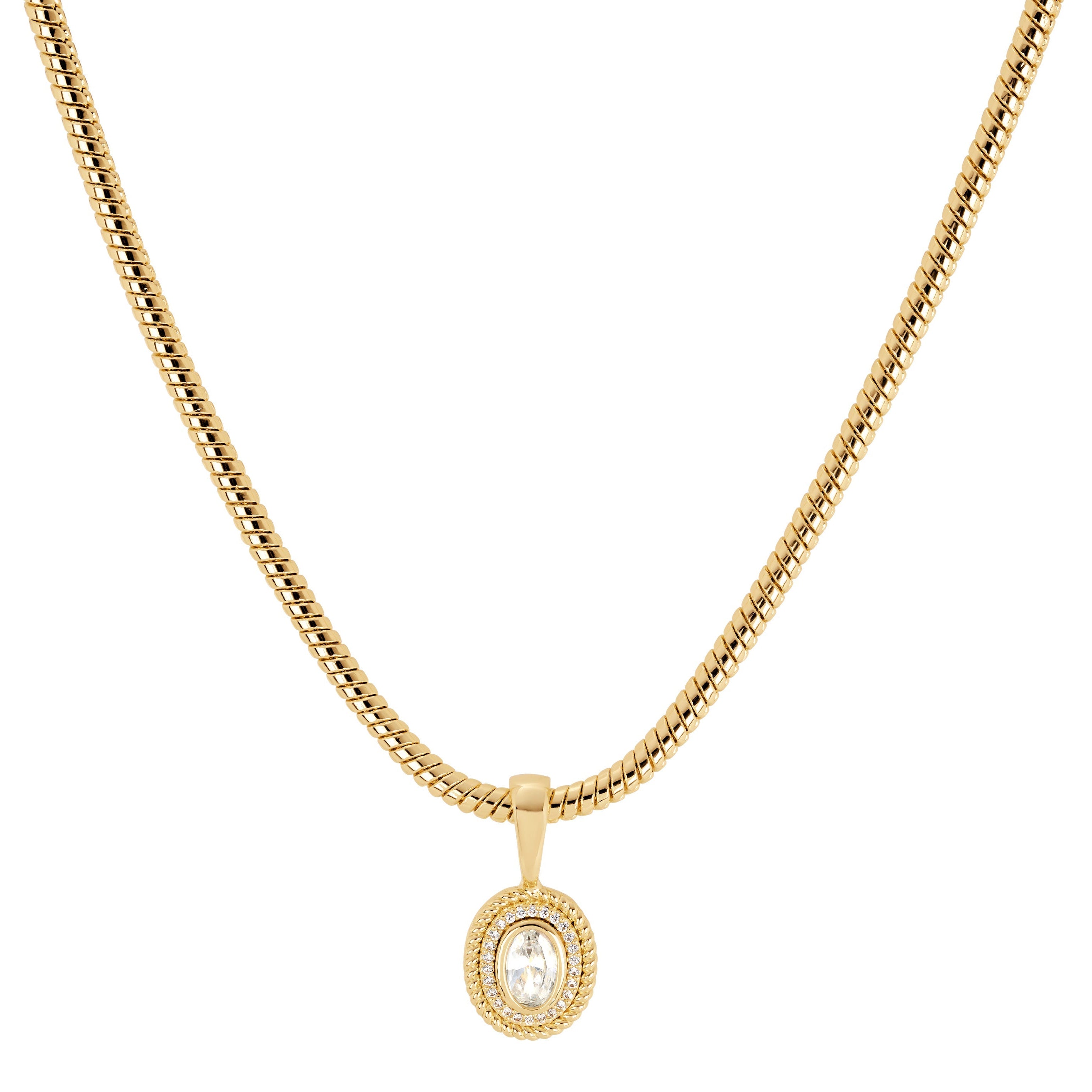 Golden Oval Bezel Charm Necklace