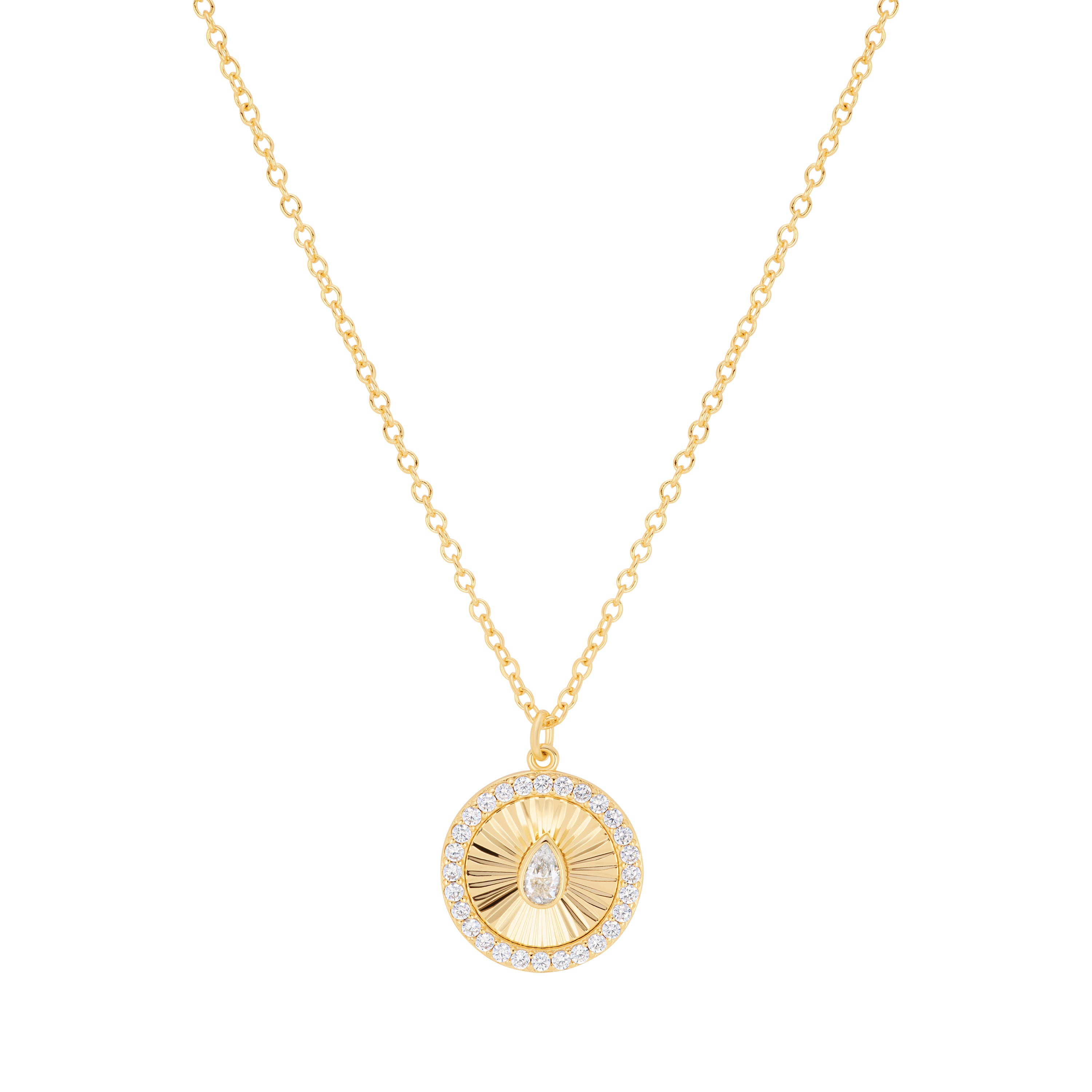 Soleil Teardrop Medallion Pendant Necklace