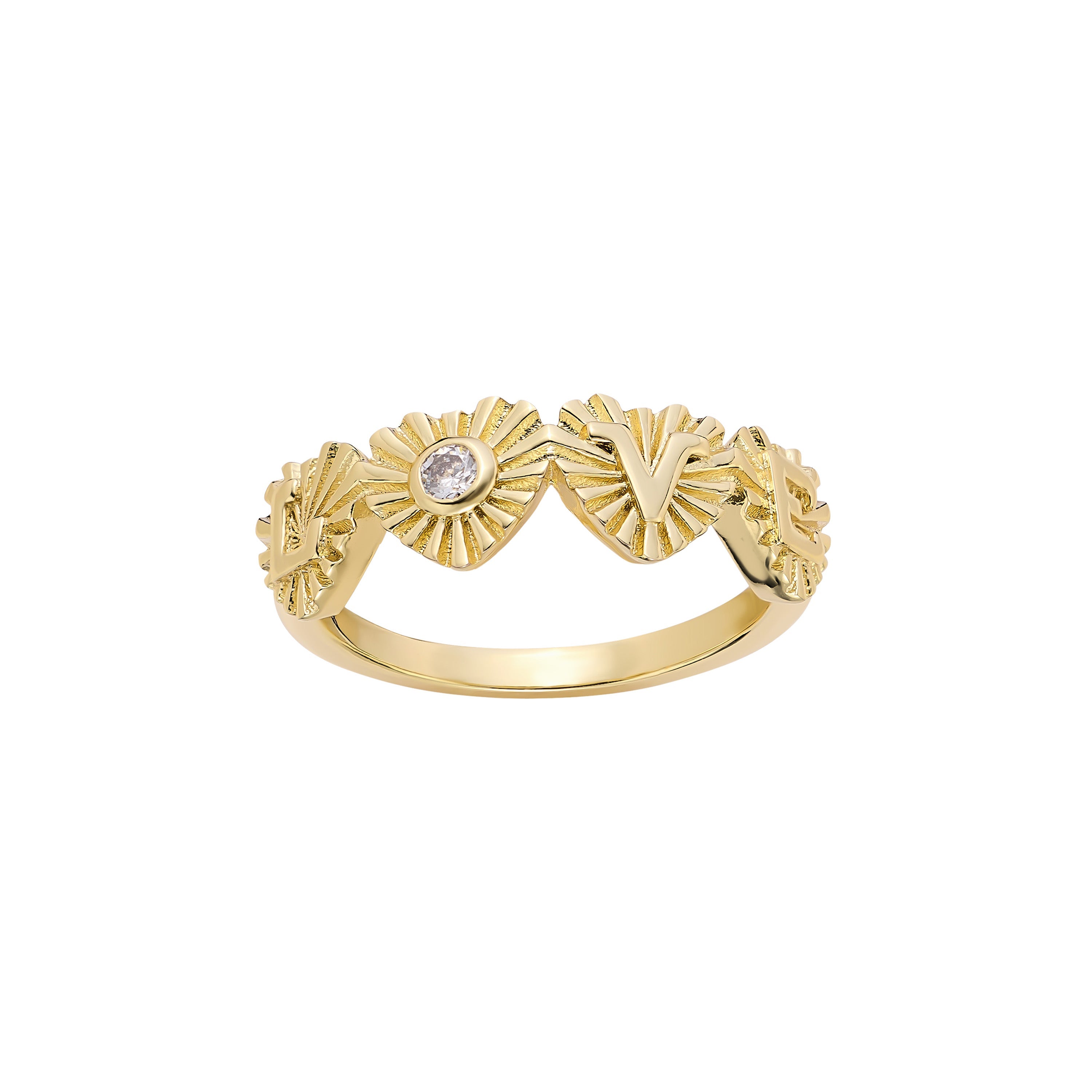 Love Fluted Heart Ring