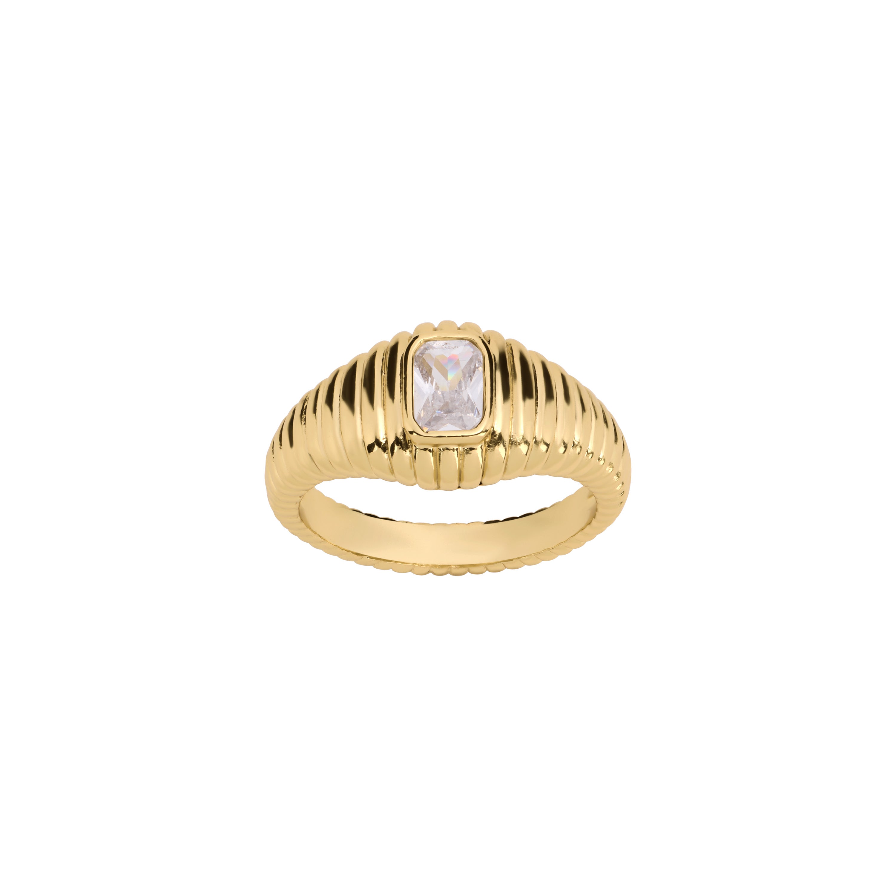 The Radiant Ribbed Signet Ring