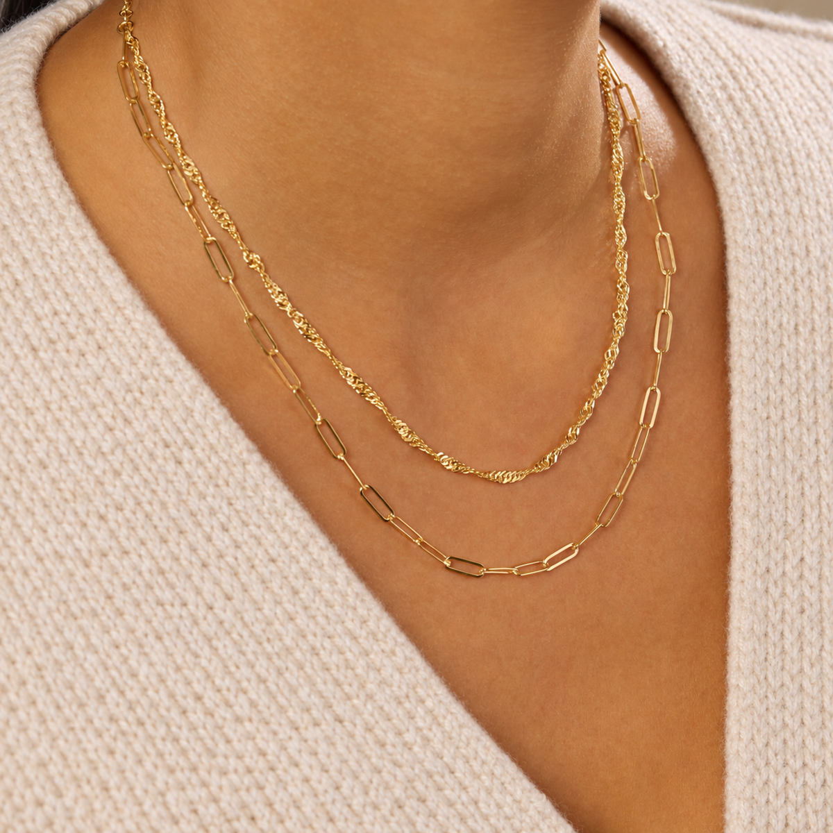 Twist Paperclip Layered Necklace