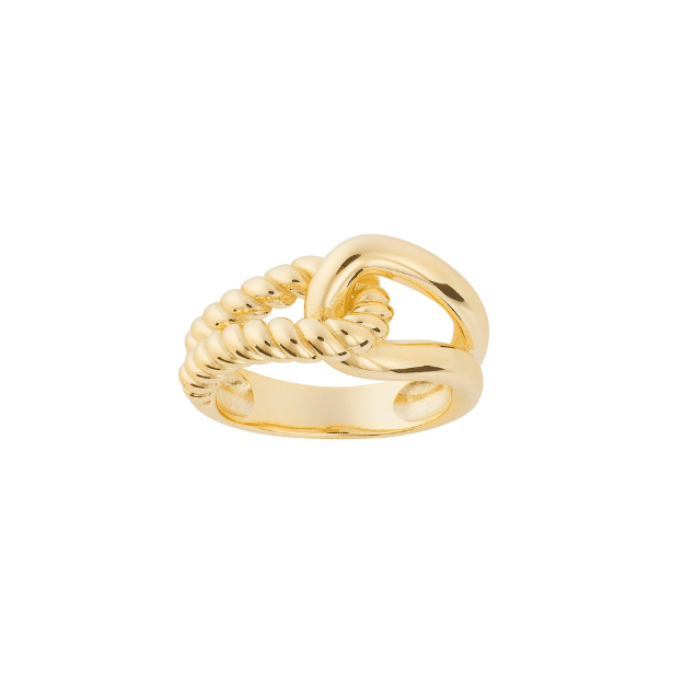 Golden Interlock Twist Ring