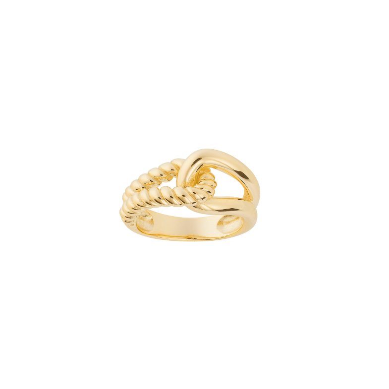 Golden Interlock Twist Ring
