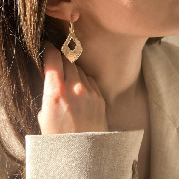 Textural Marquise Drop Earring