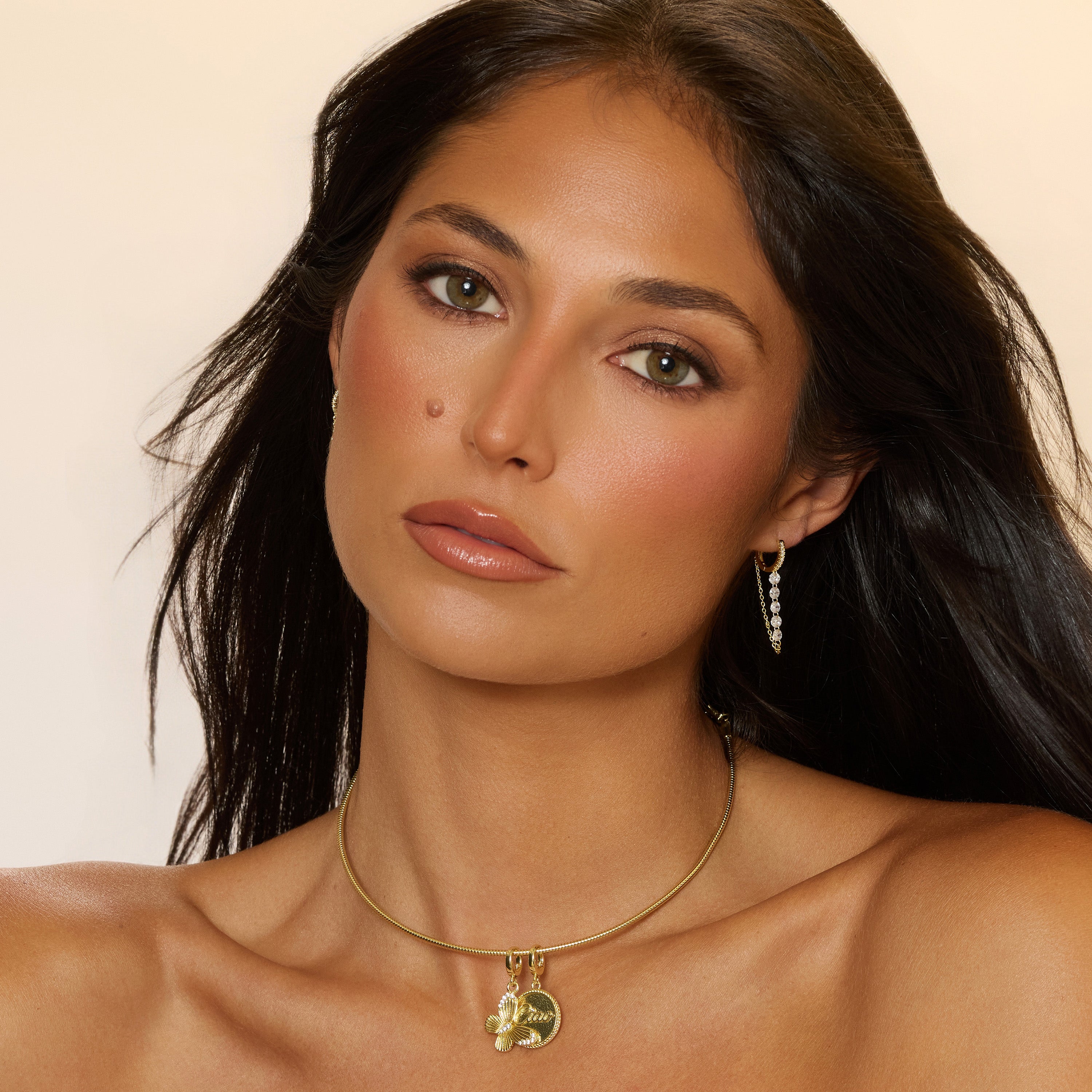 Trio Illume Chain Drop Huggie Hoop Earrings