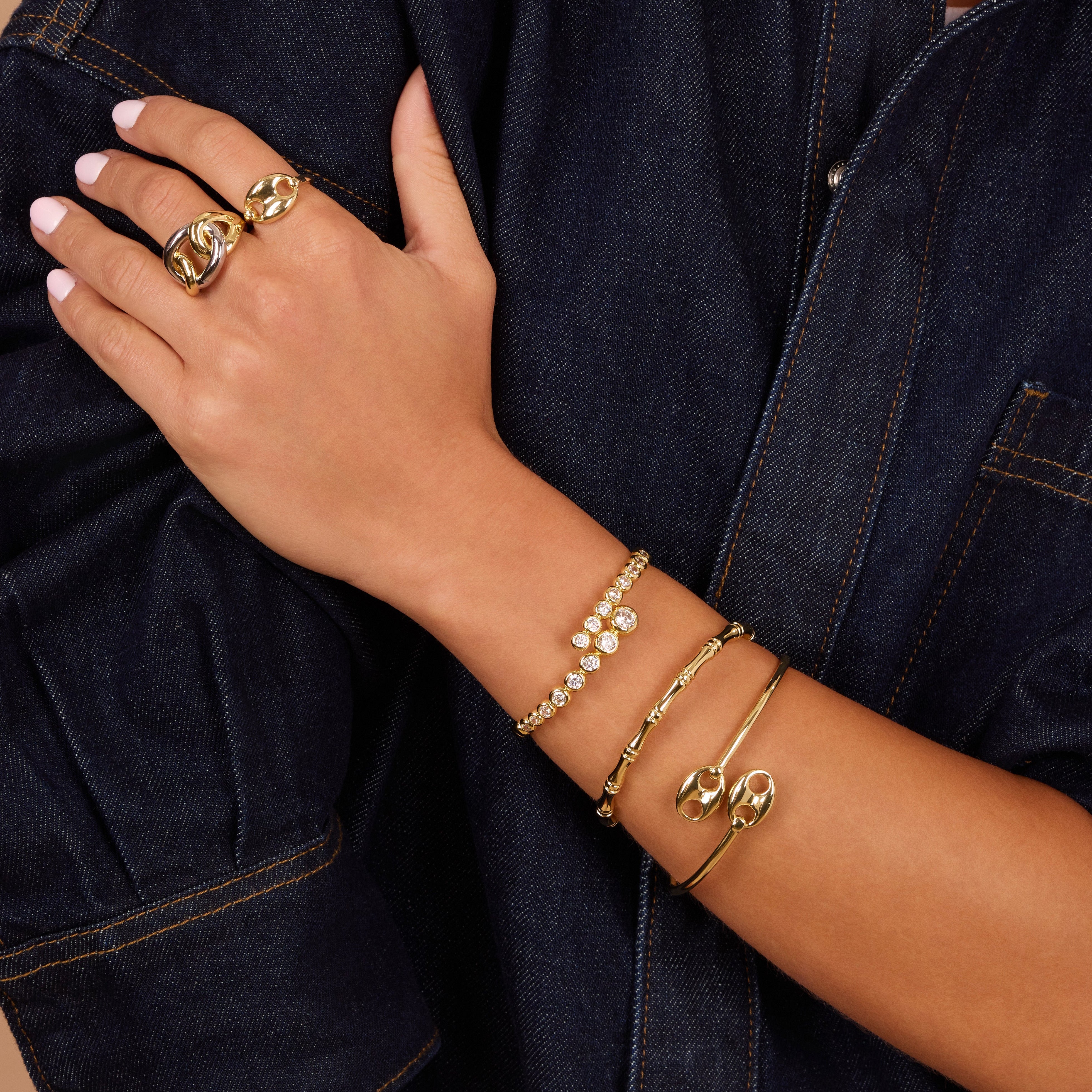 The Bezel Bloom Bypass Cuff Bracelet