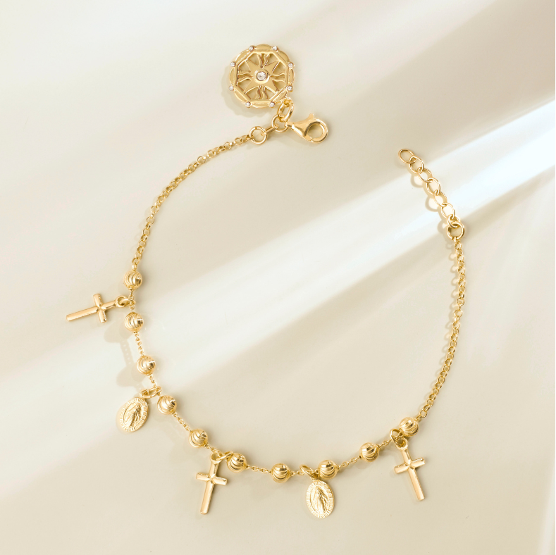 Radiant Cross Charm Bracelet