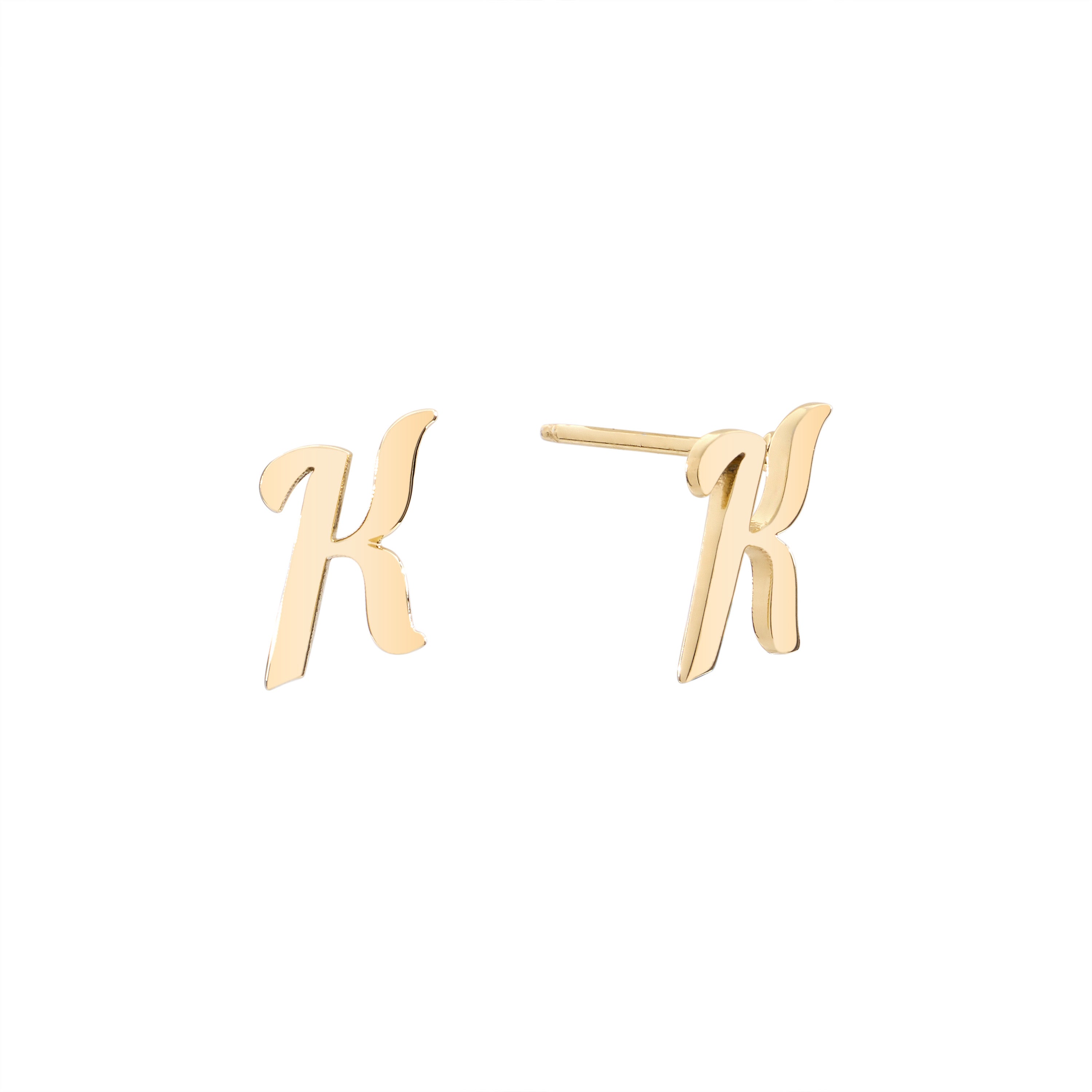 Initial Stud Earrings