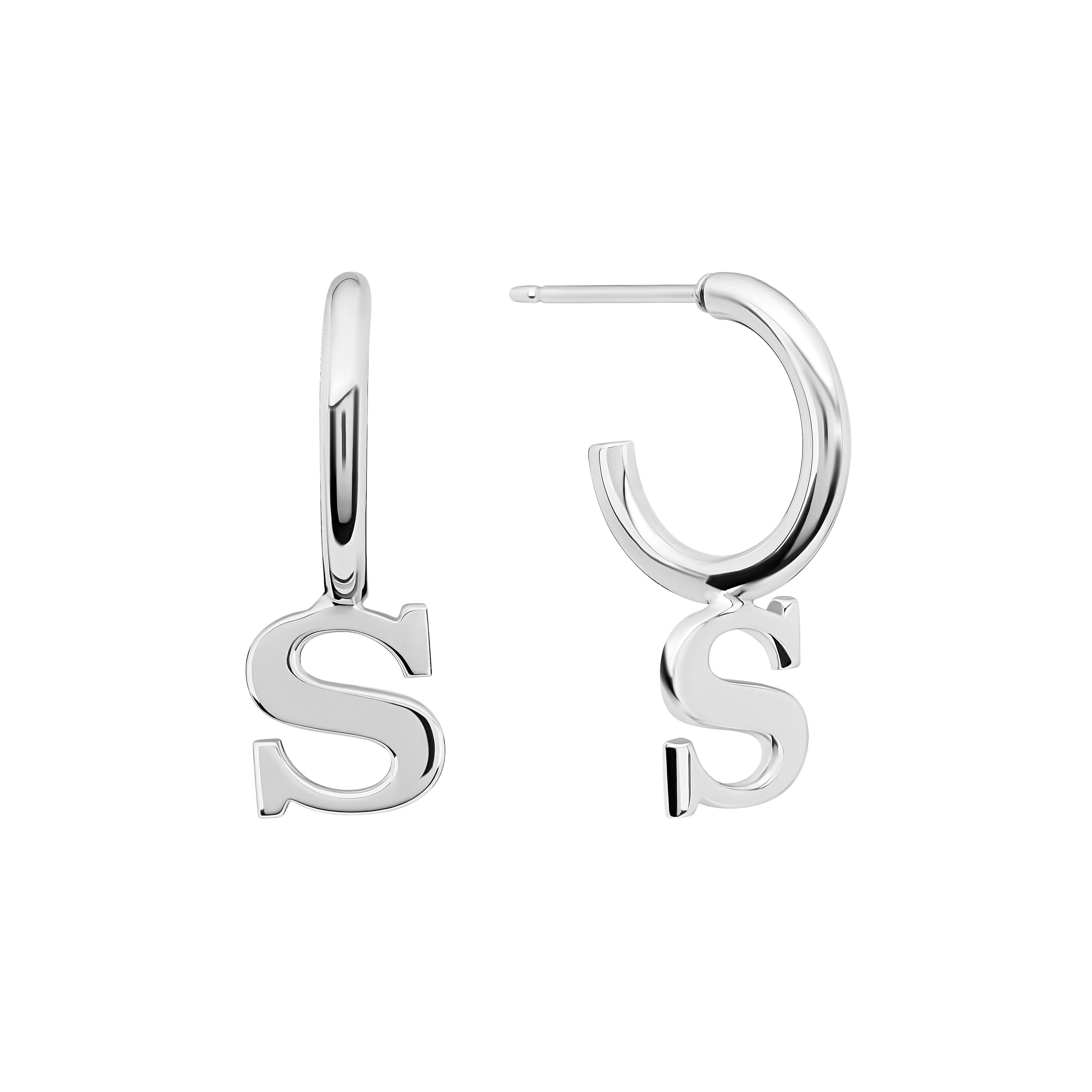 Initial Huggie Hoop Earring