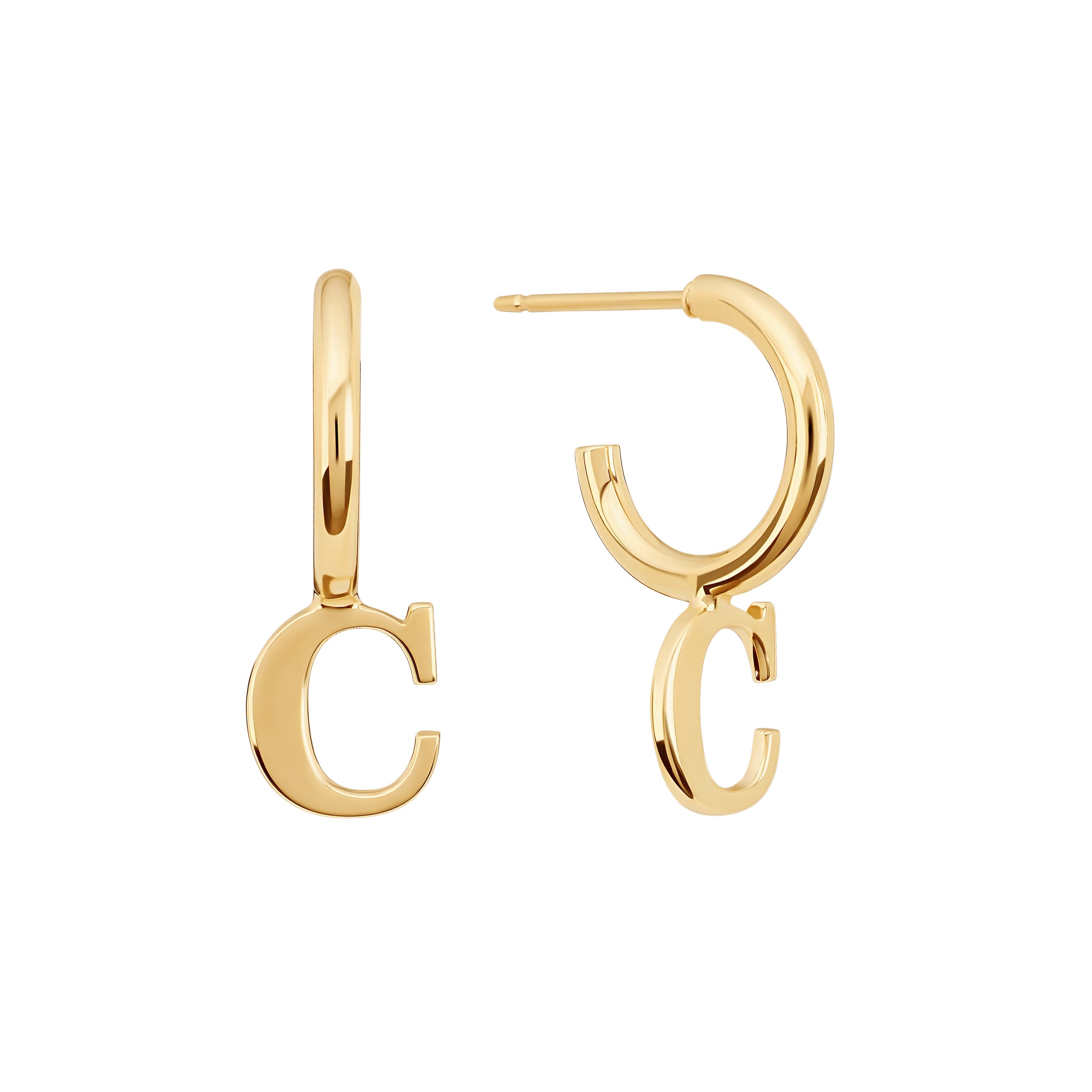 Initial Huggie Hoop Earring
