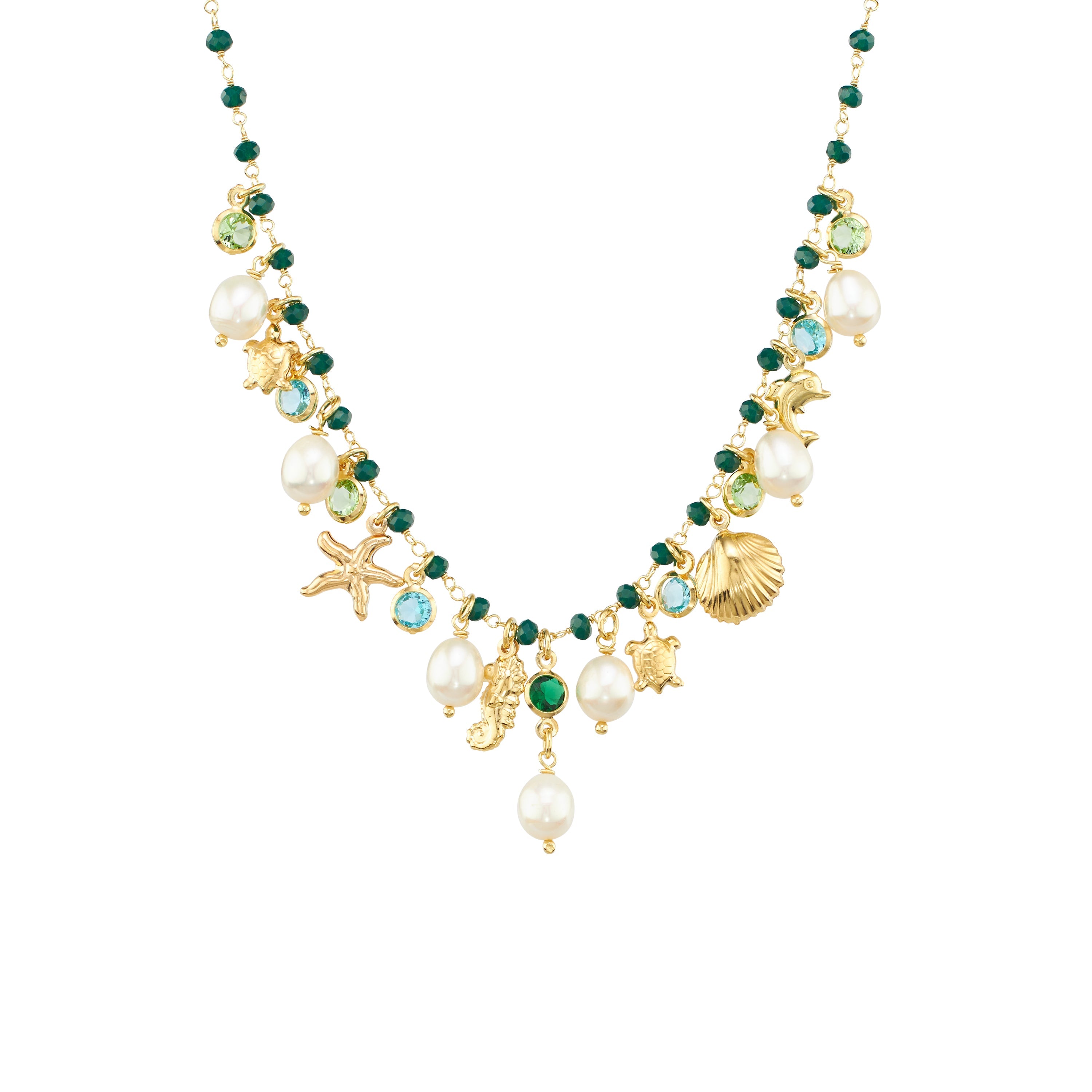 Mediterranean Charm Drop Necklace