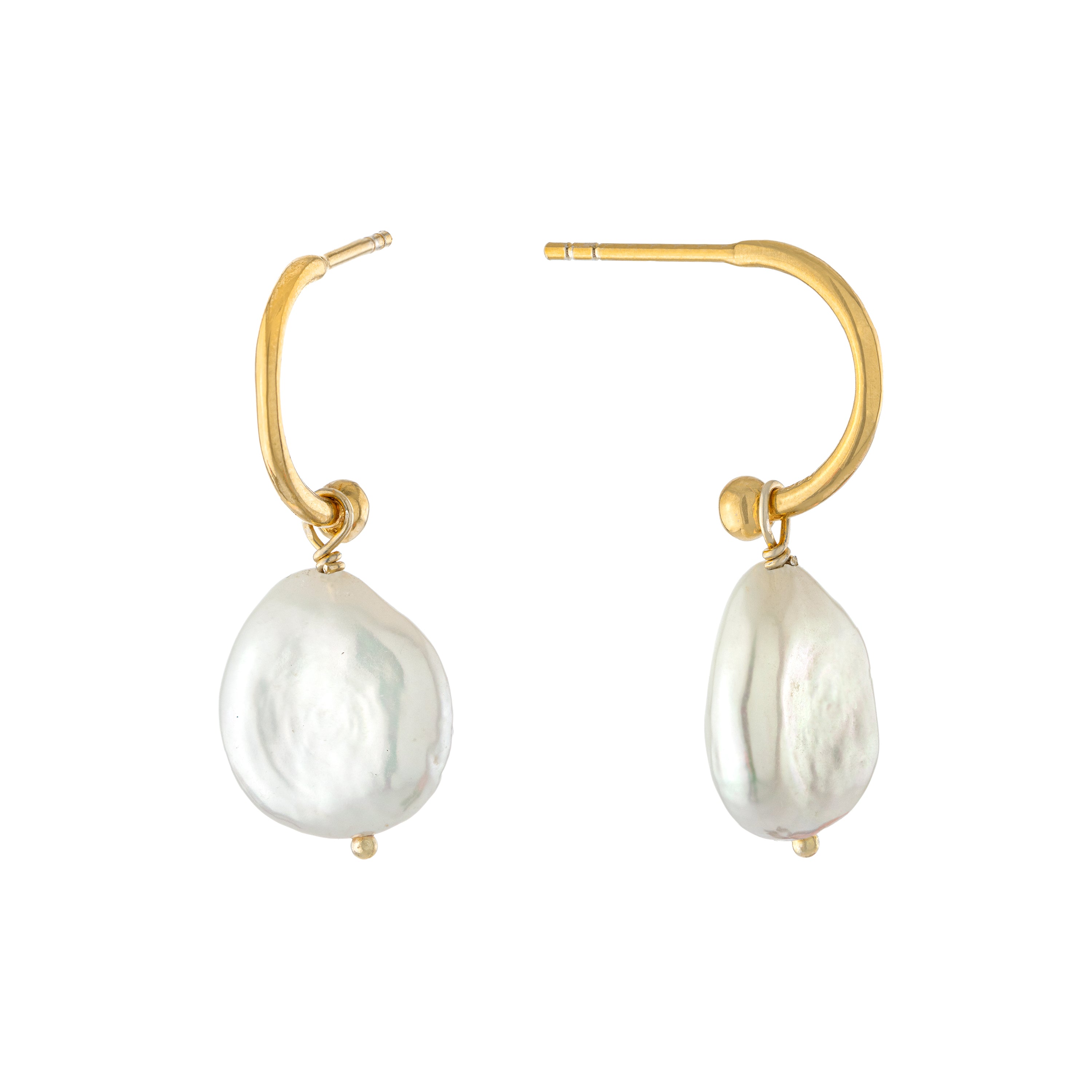 Sculptural Pearl Hoop Earrings
