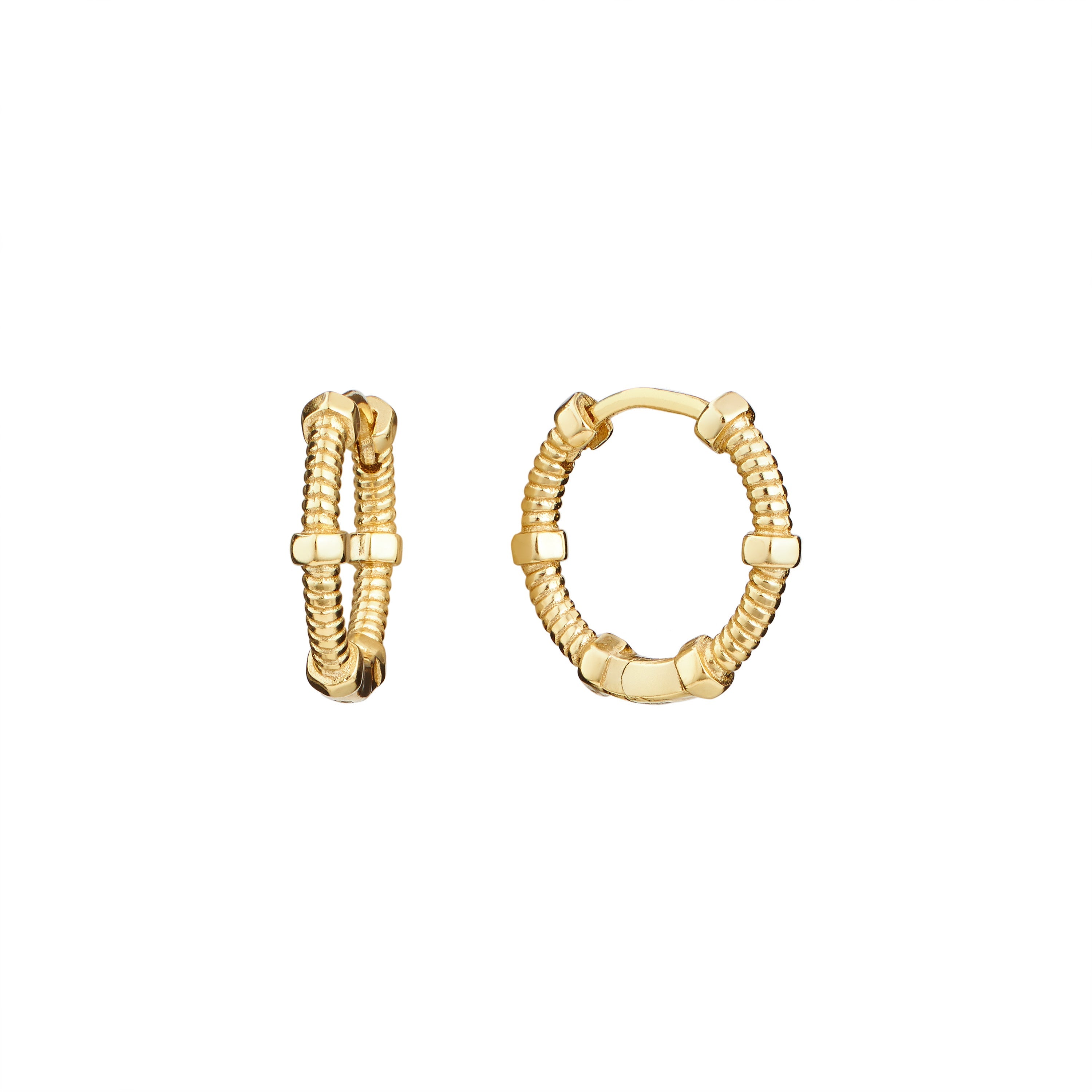 Mini Ribbed Huggie Hoop Earrings