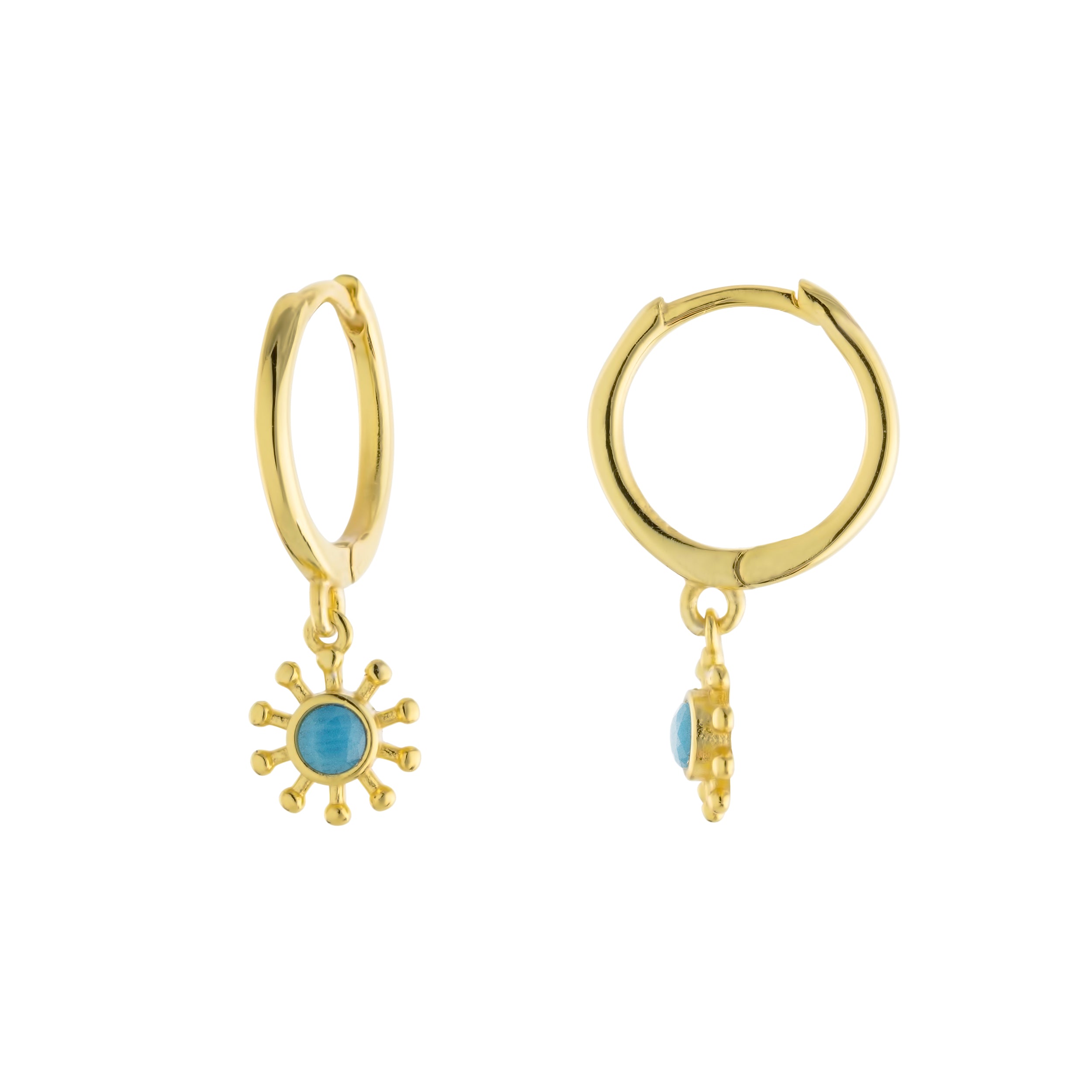 Turquoise Sun Huggie Earrings