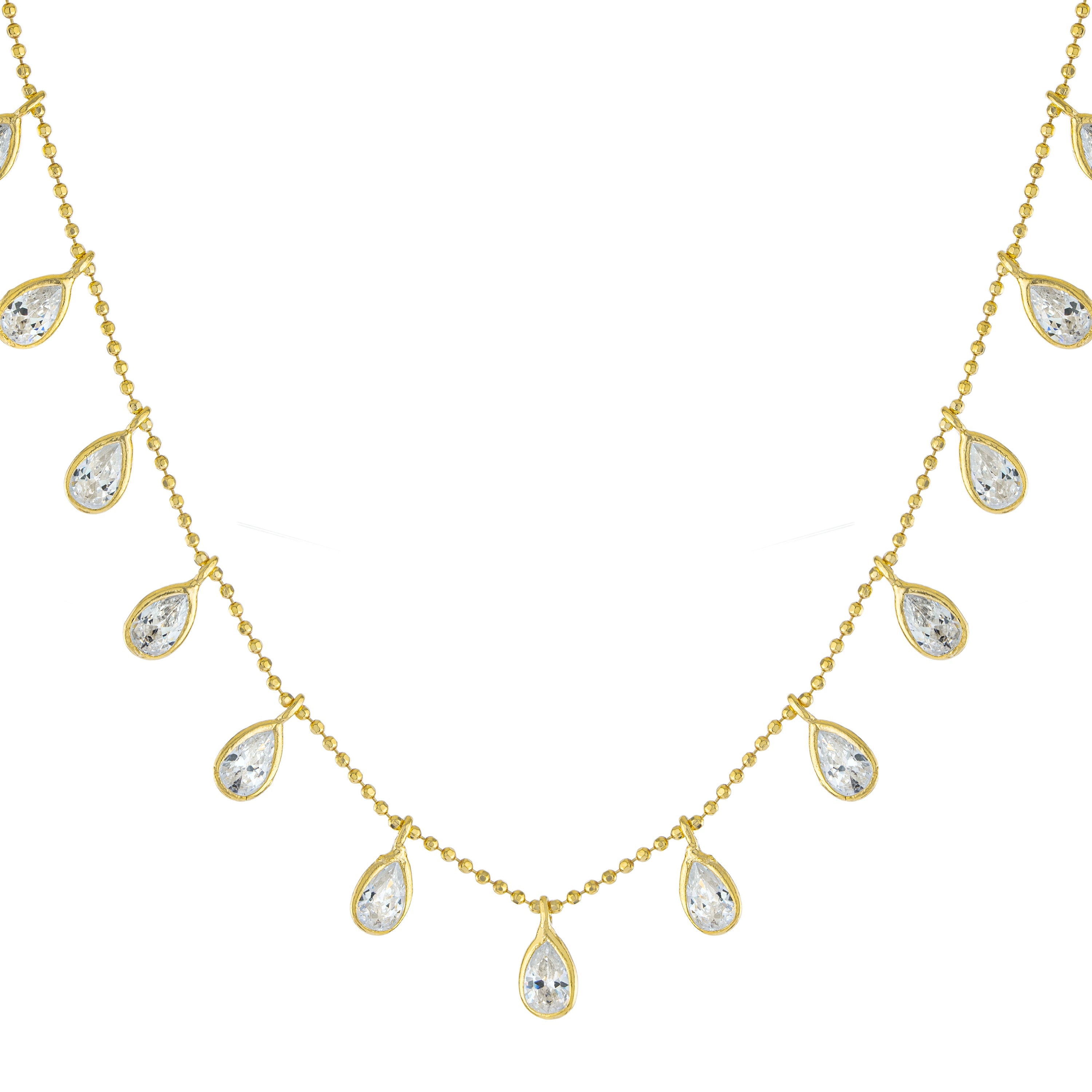 Lustre Teardrop Bezel Necklace