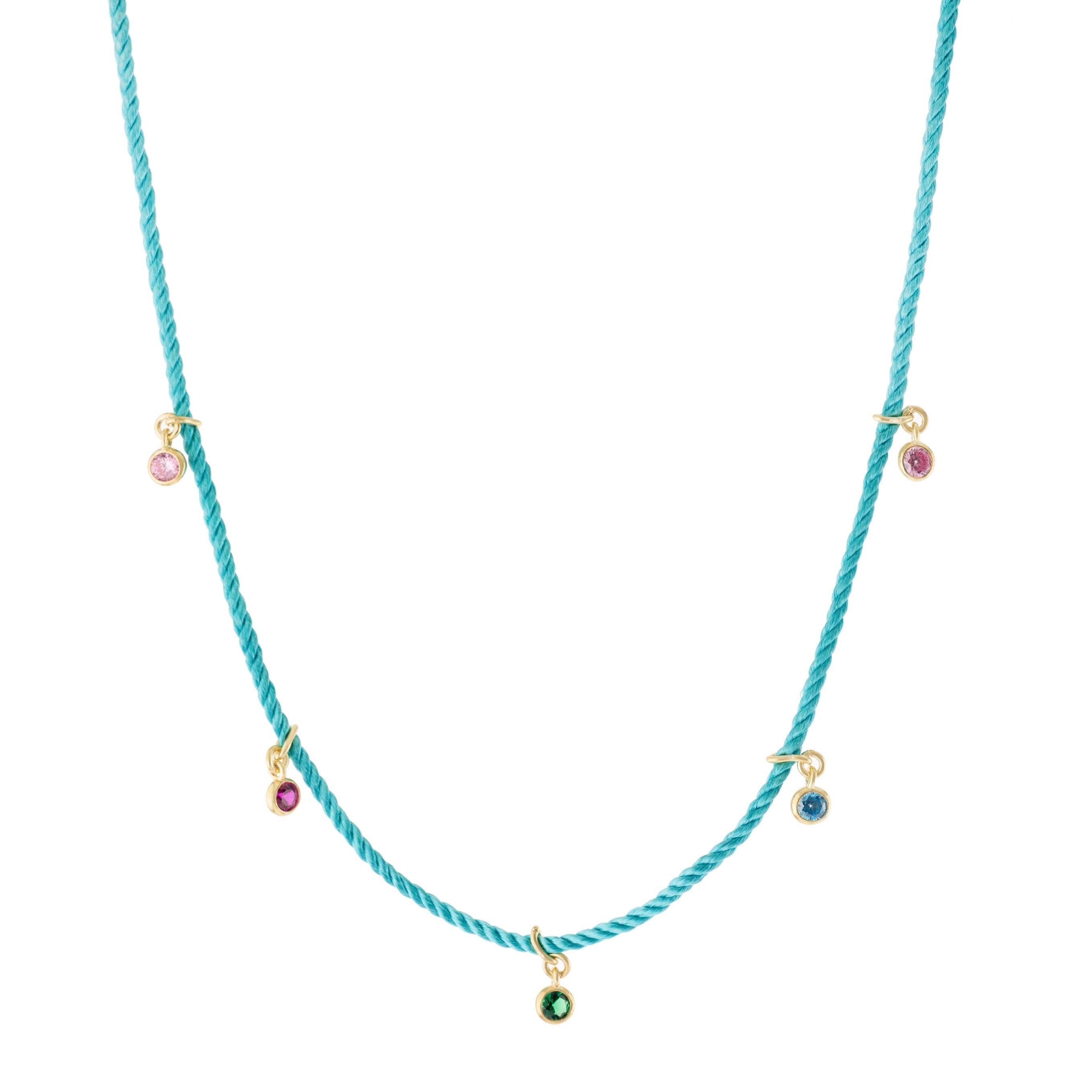 Riviera Blue Cord Multi Charm Necklace