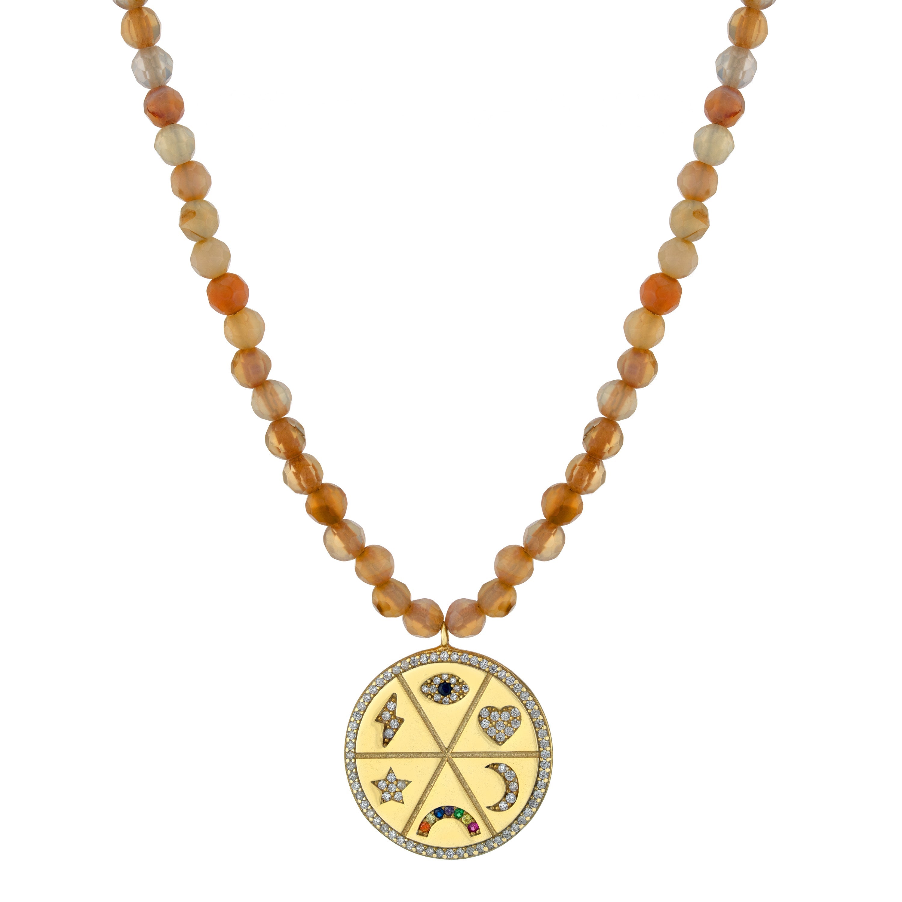 Golden Fate Medallion Beaded Necklace