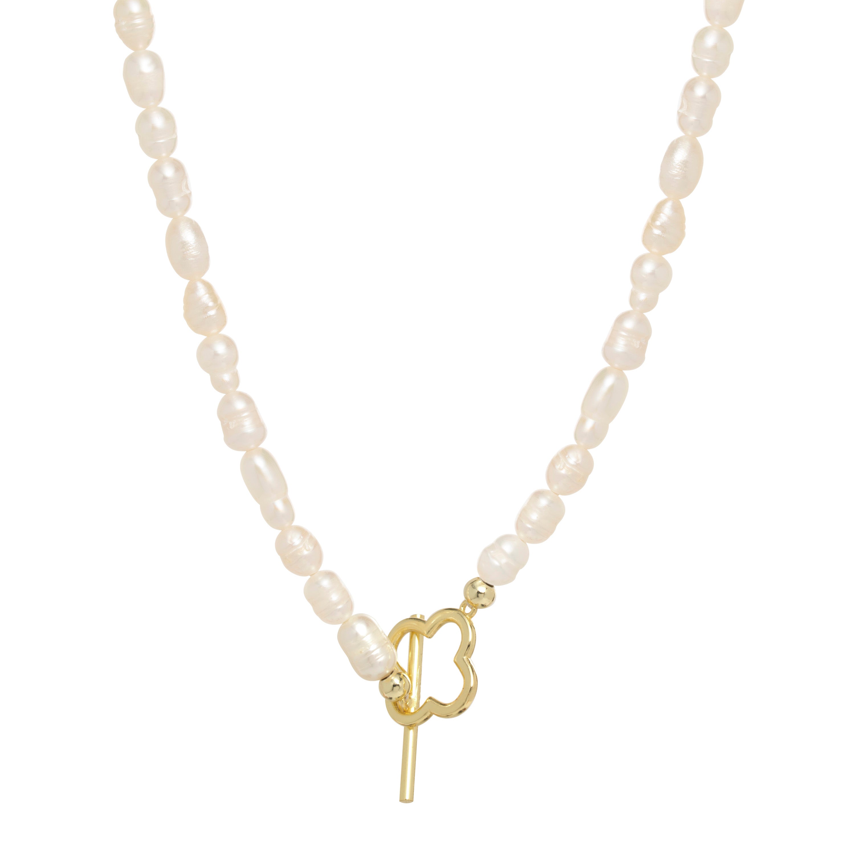 Golden Clover Pearl Necklace
