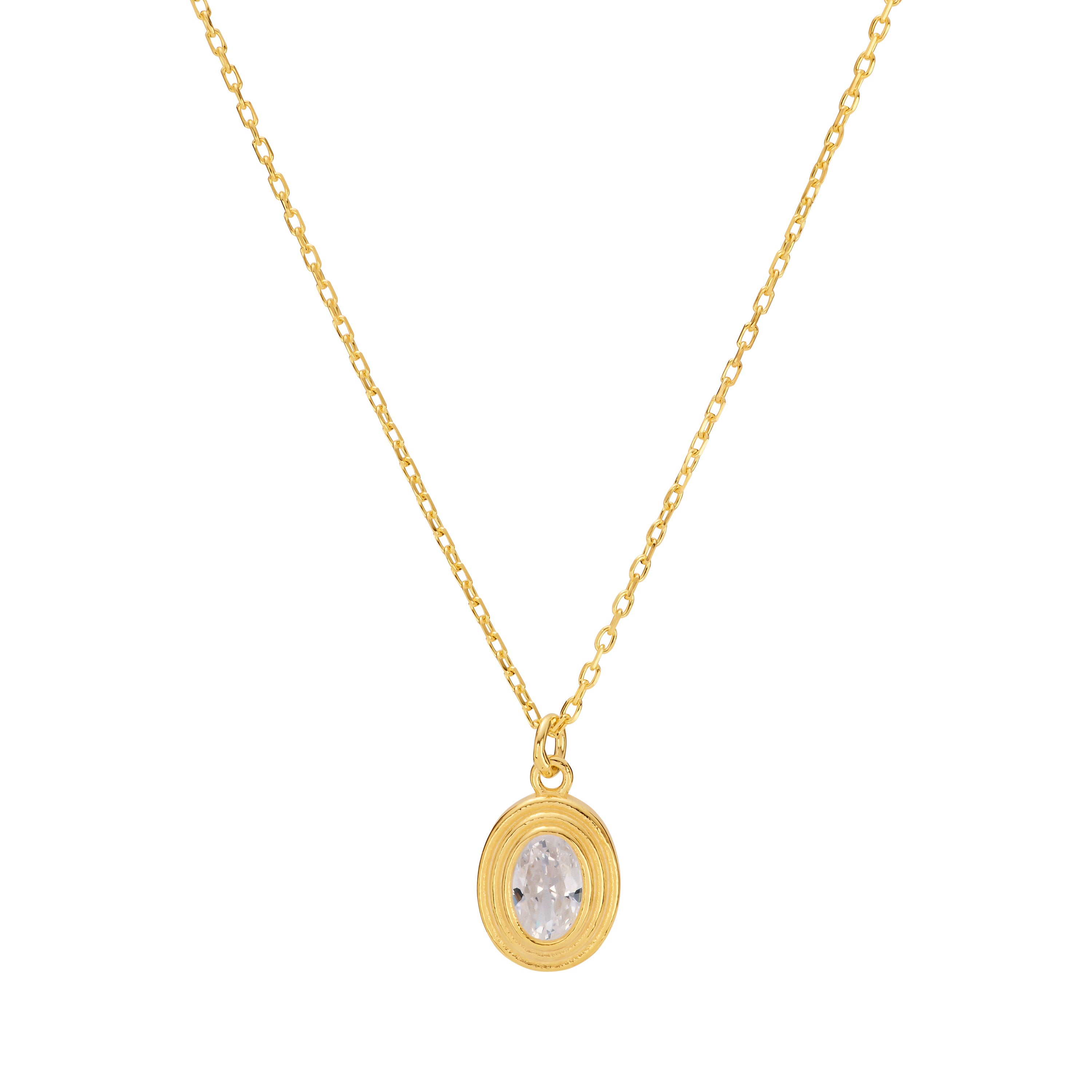 Oval Bezel Pendant Necklace