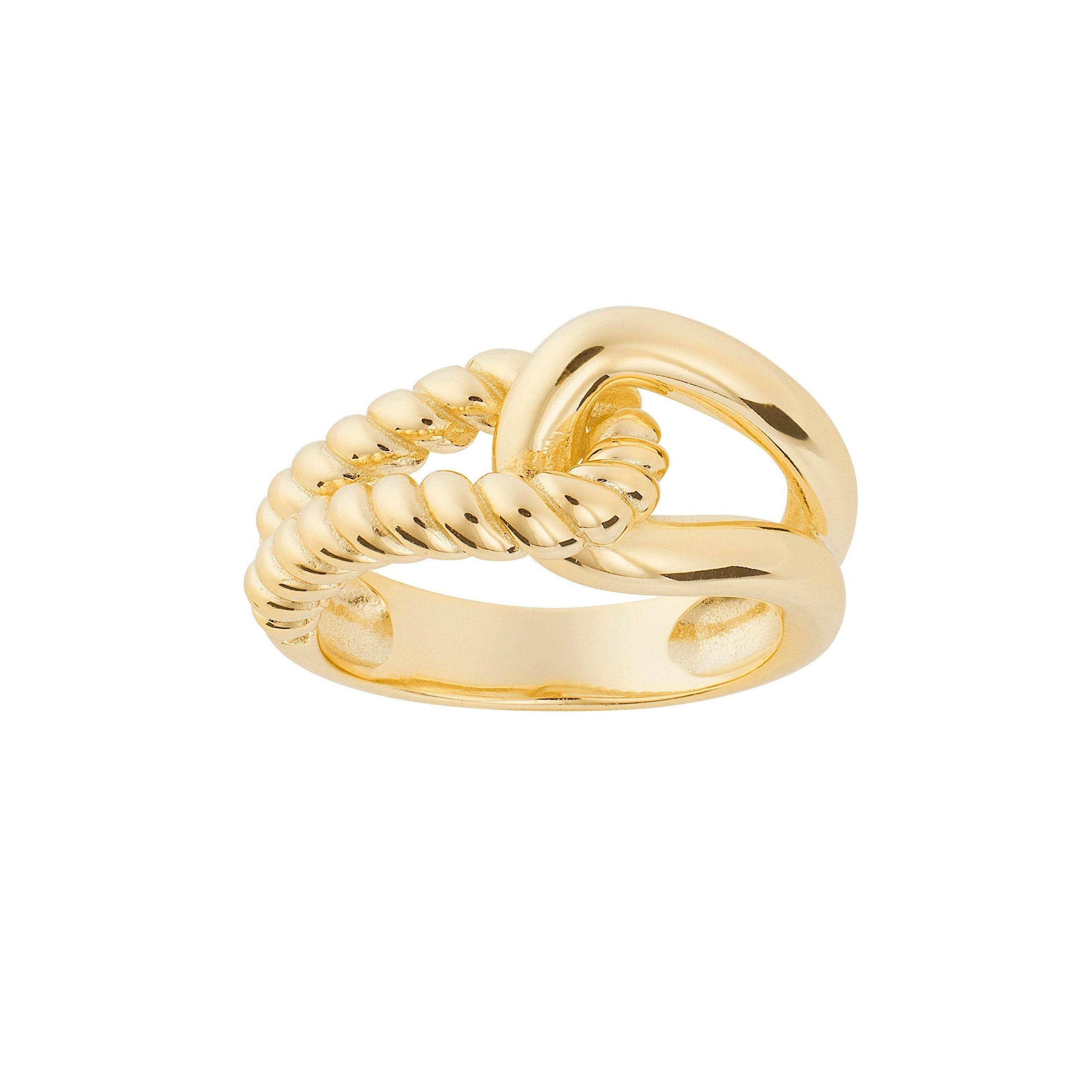 Golden Interlock Twist Ring