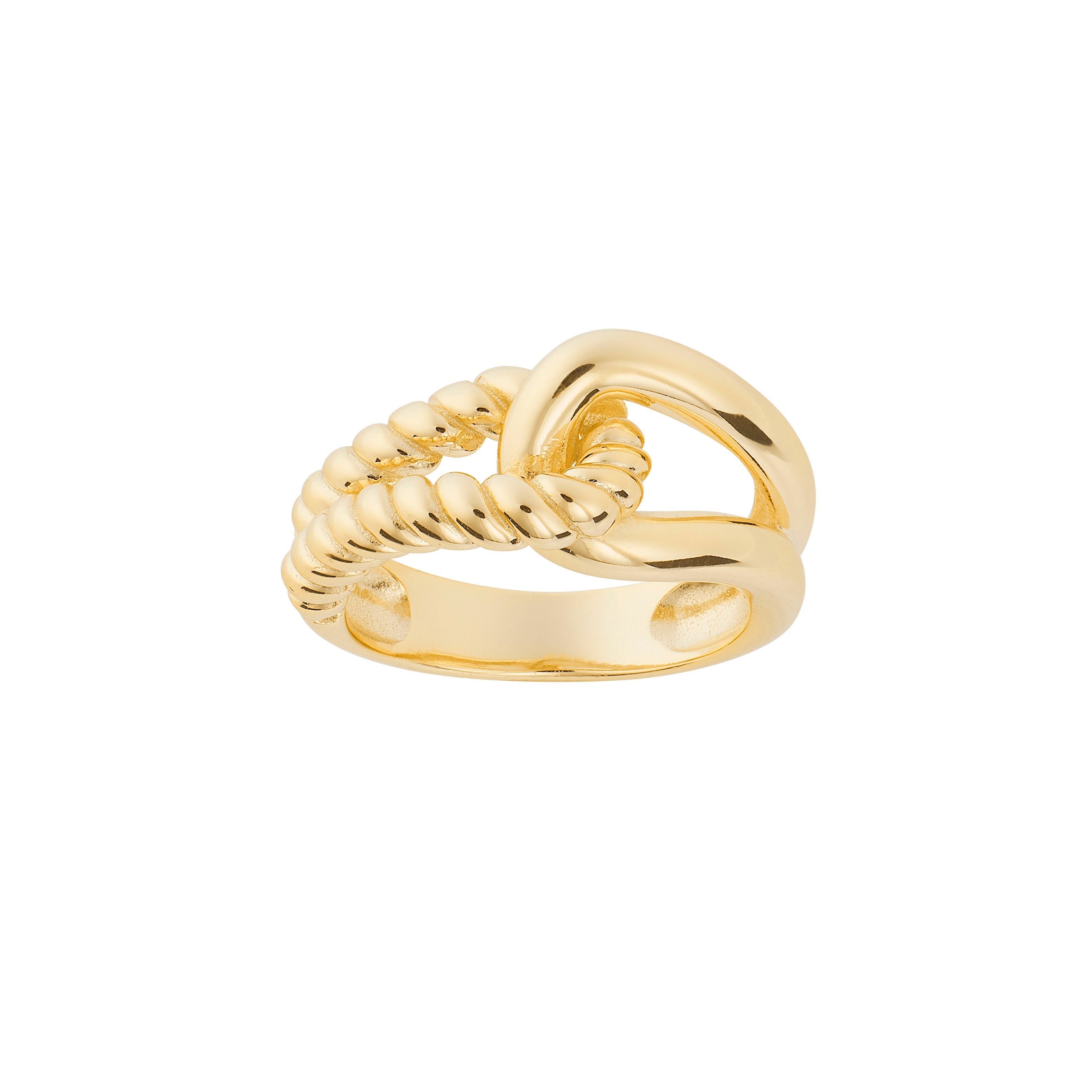 Golden Interlock Twist Ring