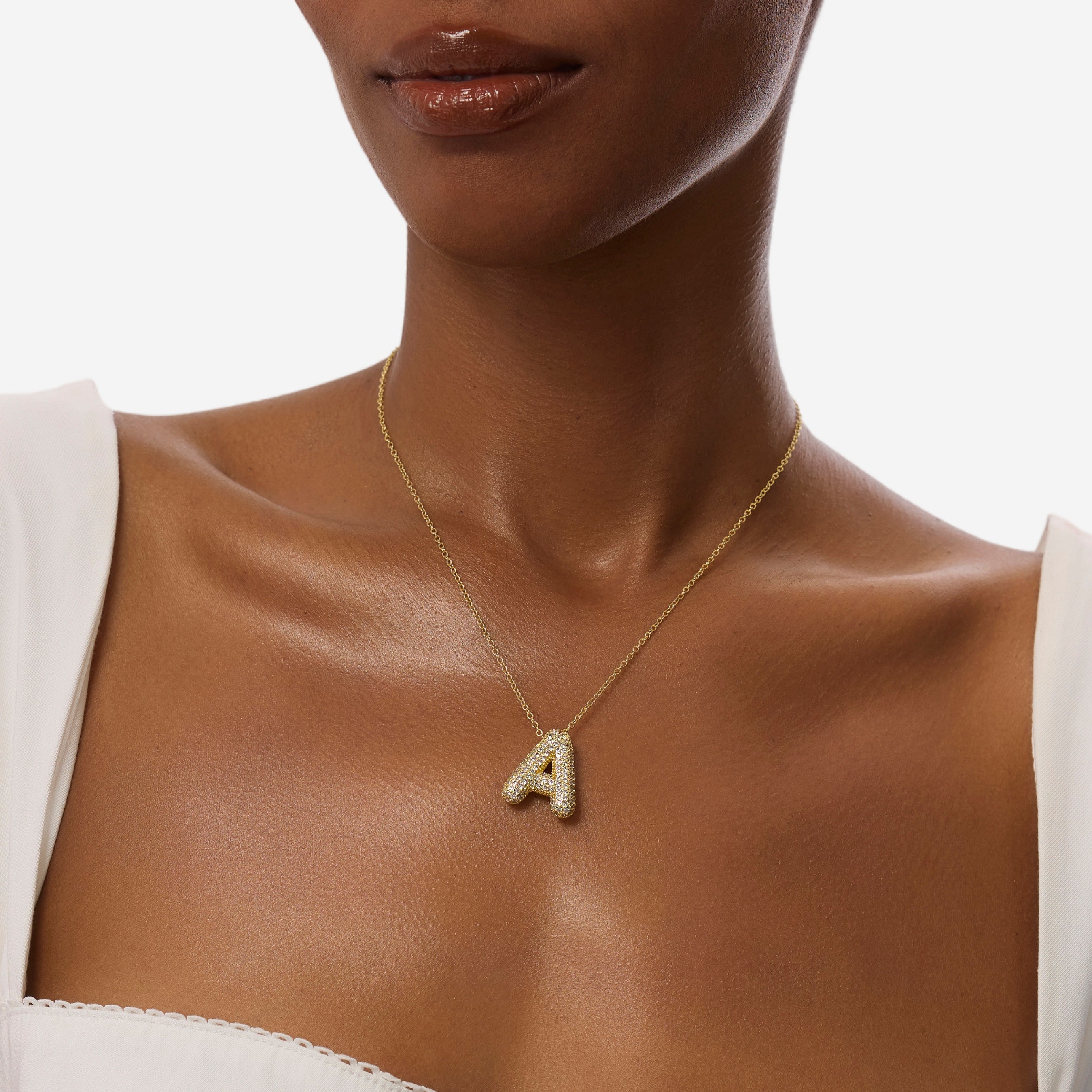 Bubble Pavé Initial Necklace