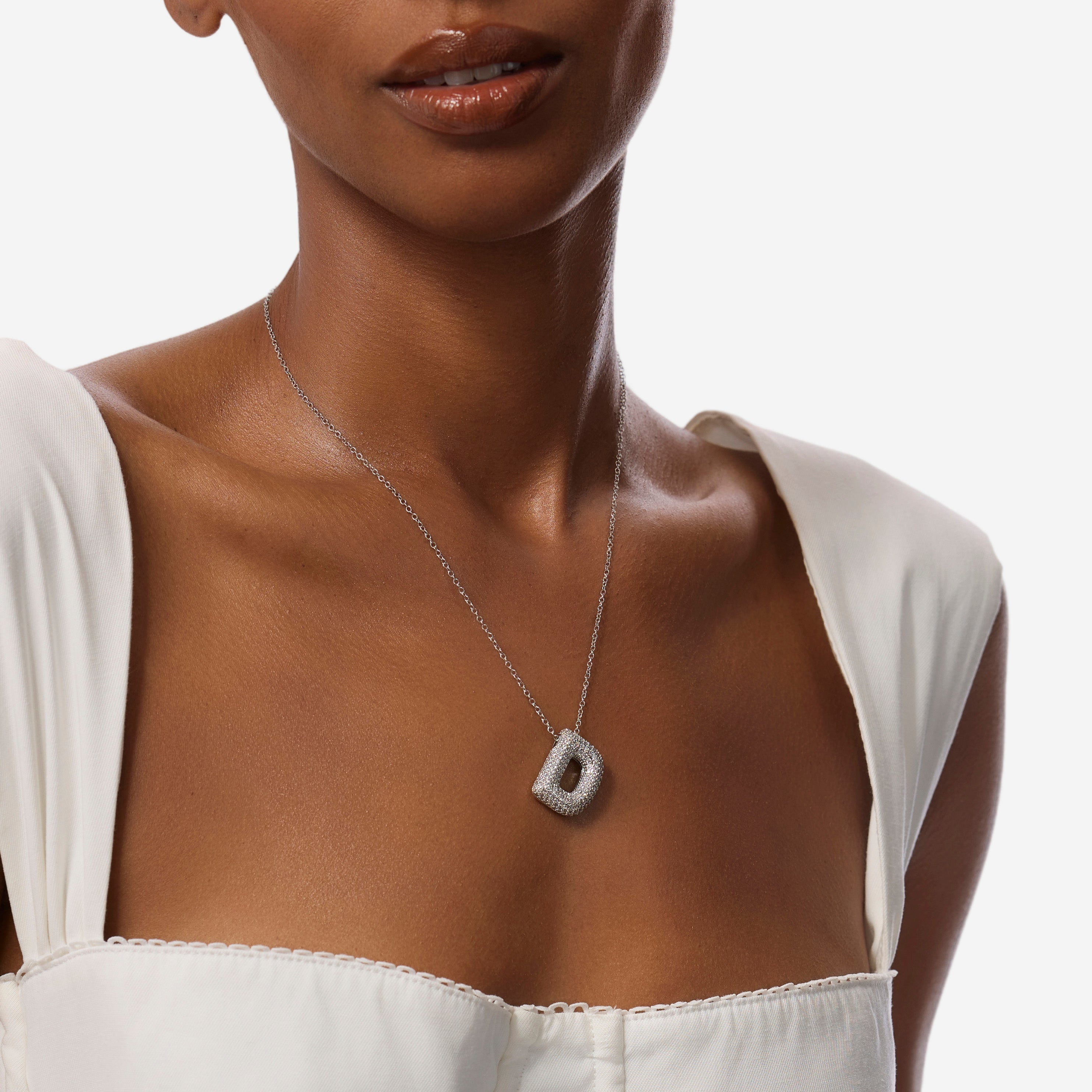 Pavé Bubble Initial Necklace