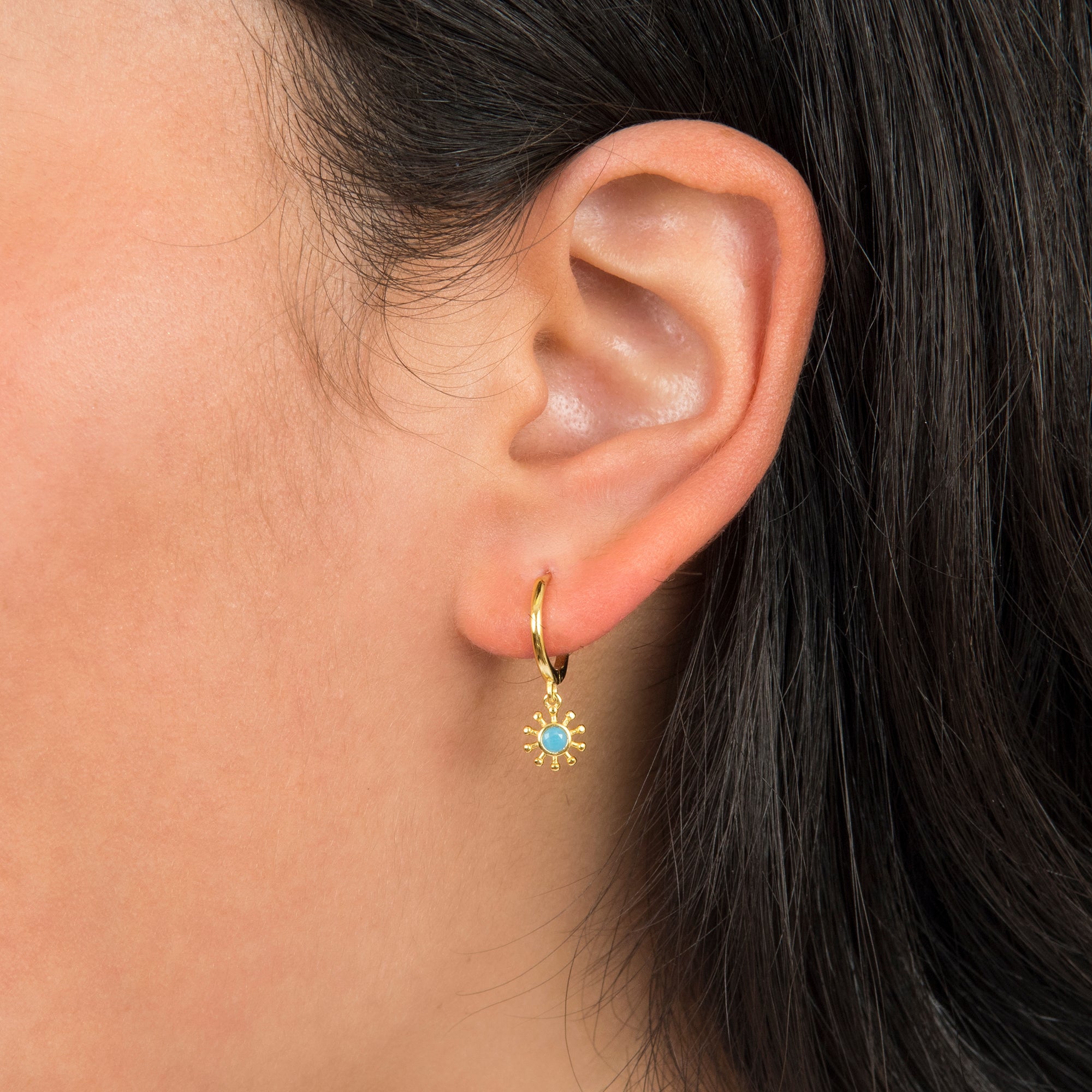 Turquoise Sun Huggie Earrings