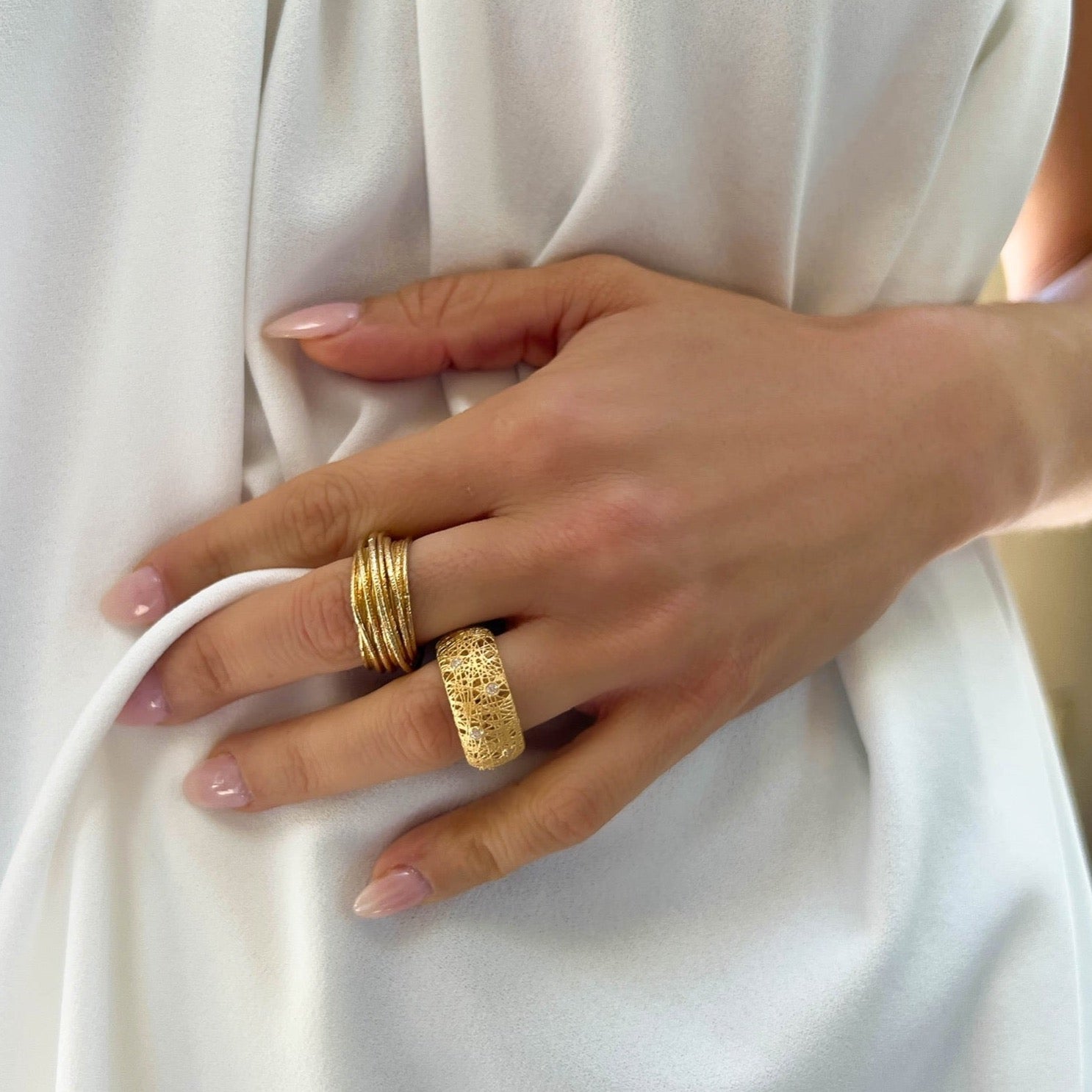 Filigree Crystal Band Ring