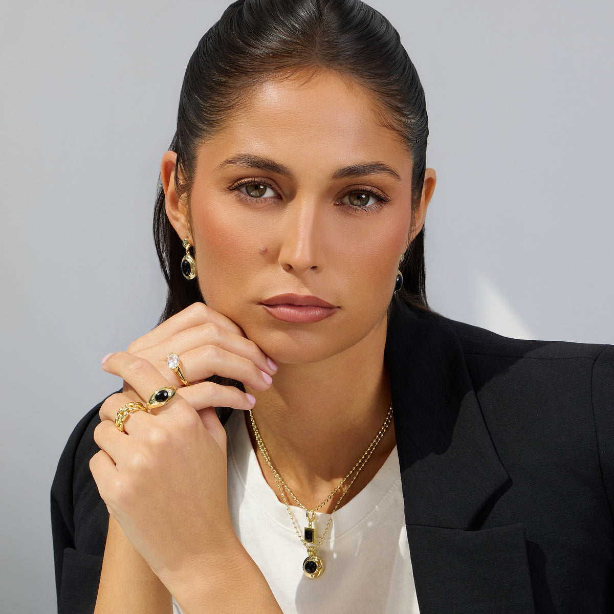 Celeste Onyx Bezel Dome Ring
