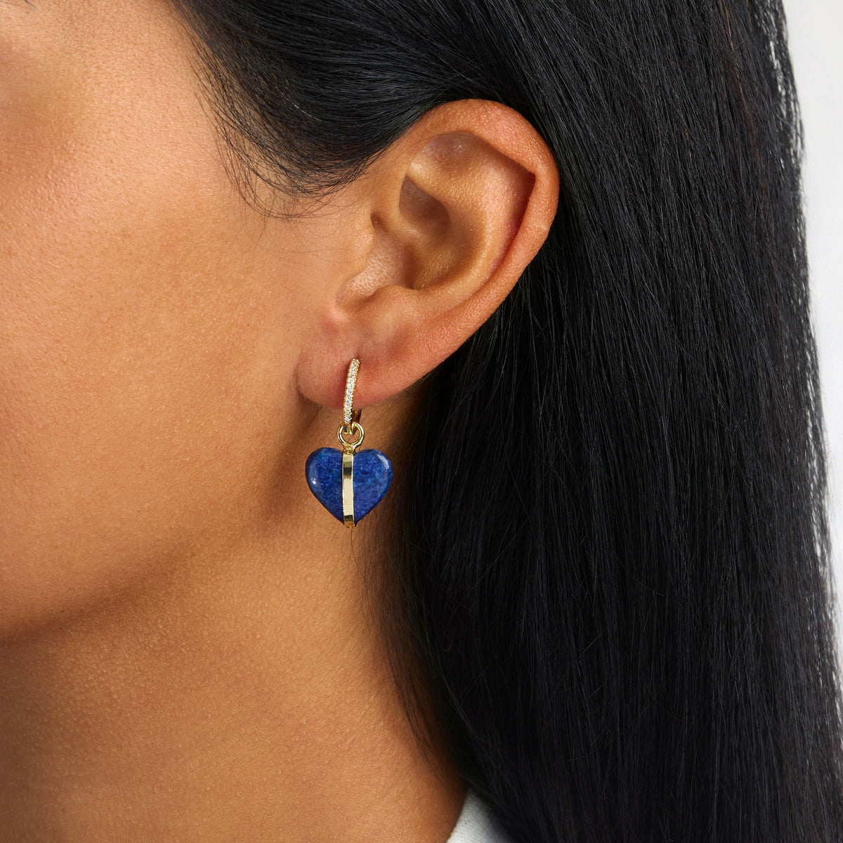Amara Lapis Heart Huggie Earrings