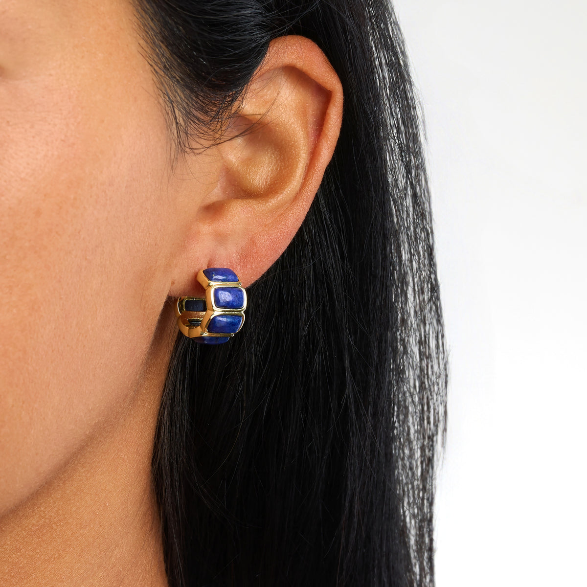 Azura Lapis Bezel Hoop Earrings